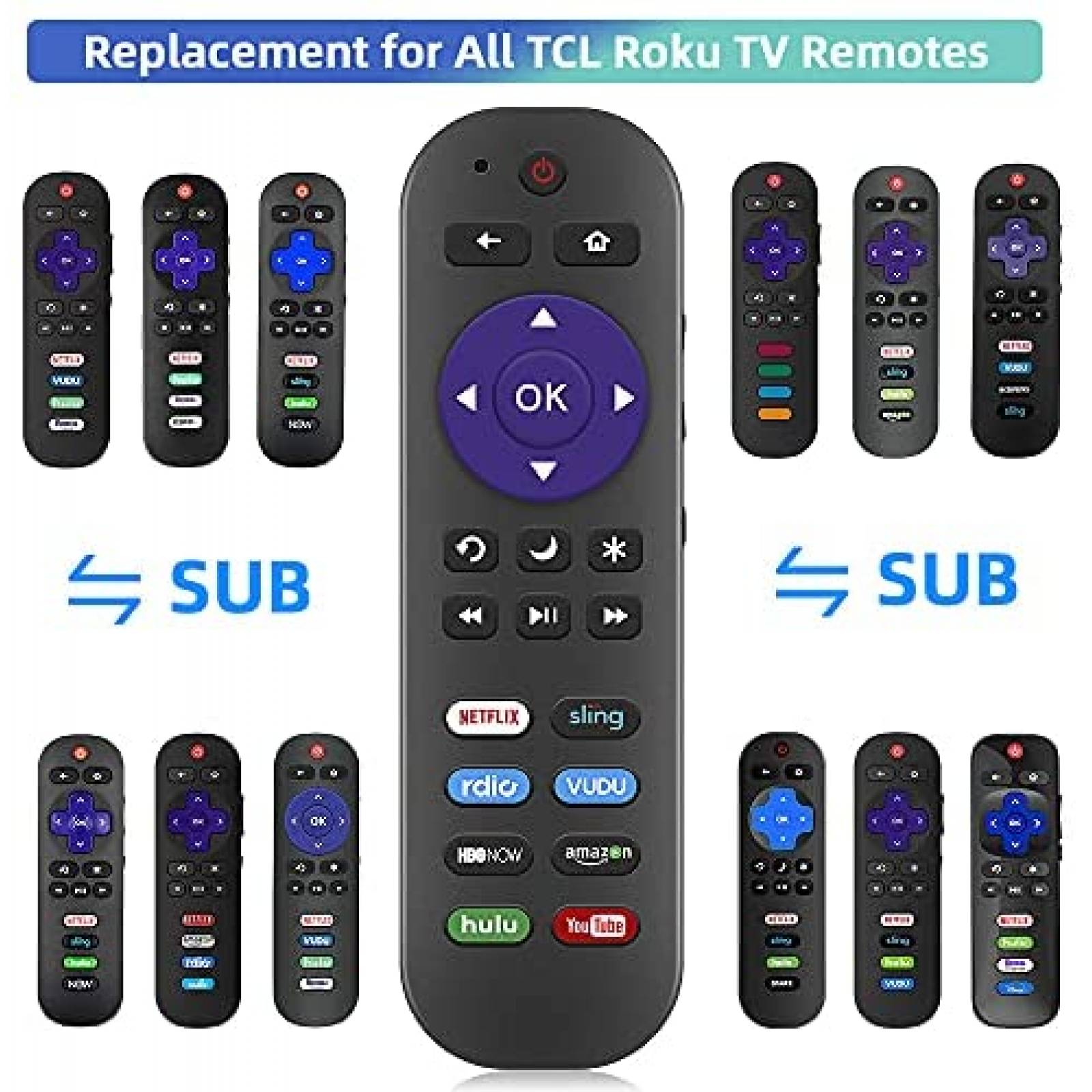 Control remoto Gvirtue universal para TCL Roku TV -Negro