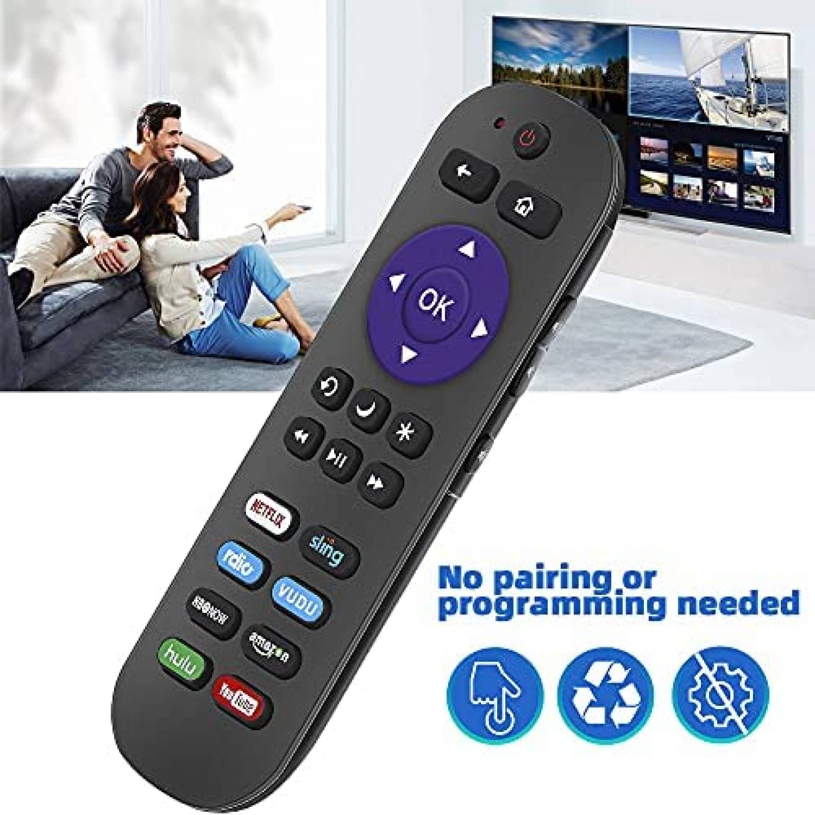 Control remoto Gvirtue universal para TCL Roku TV -Negro