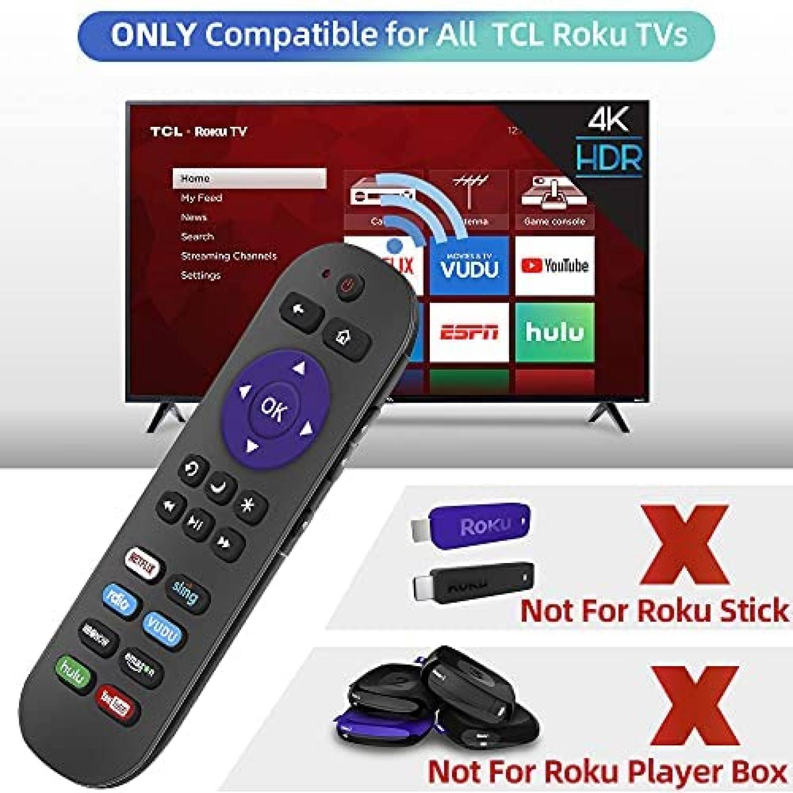Control remoto Gvirtue universal para TCL Roku TV -Negro