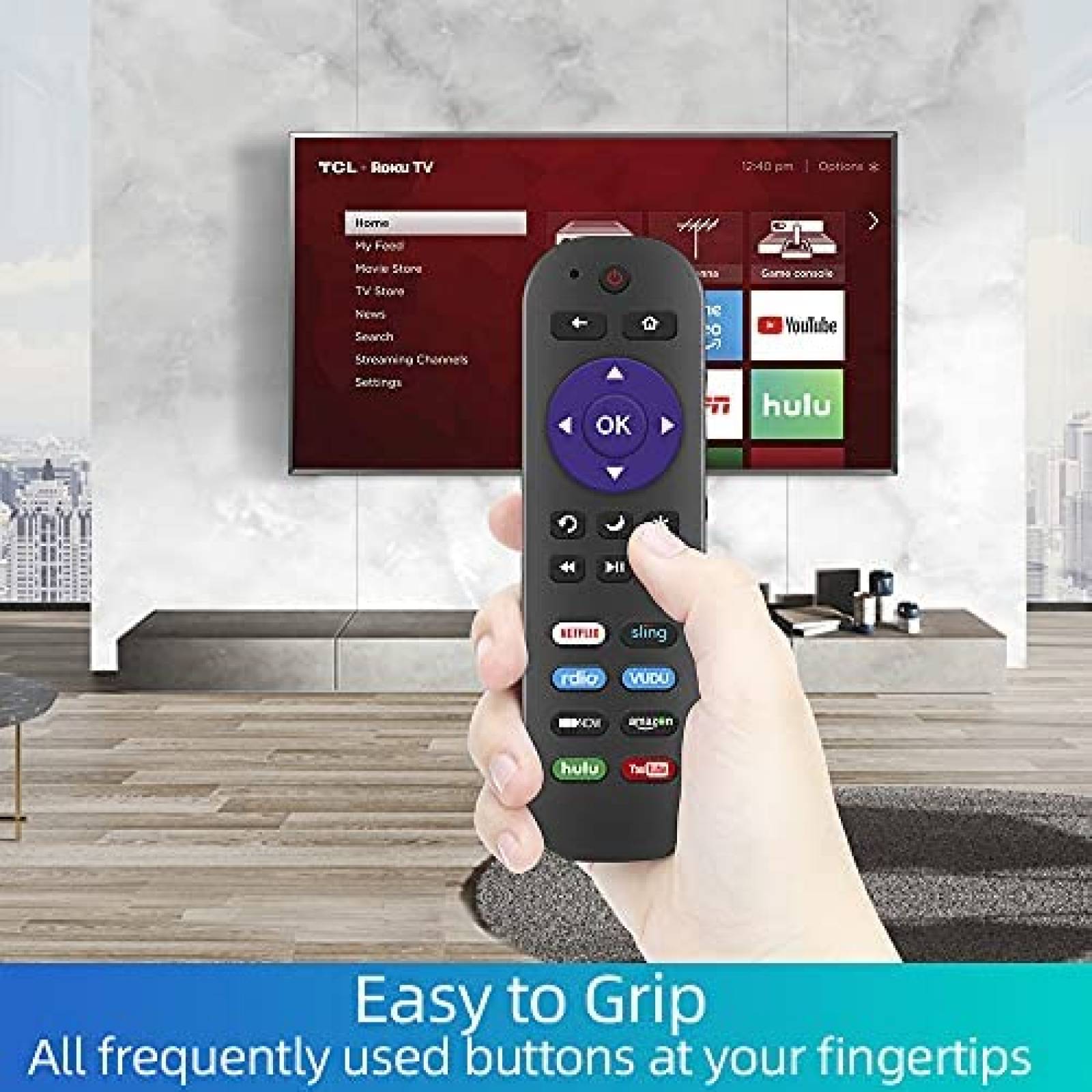 Control remoto Gvirtue universal para TCL Roku TV -Negro