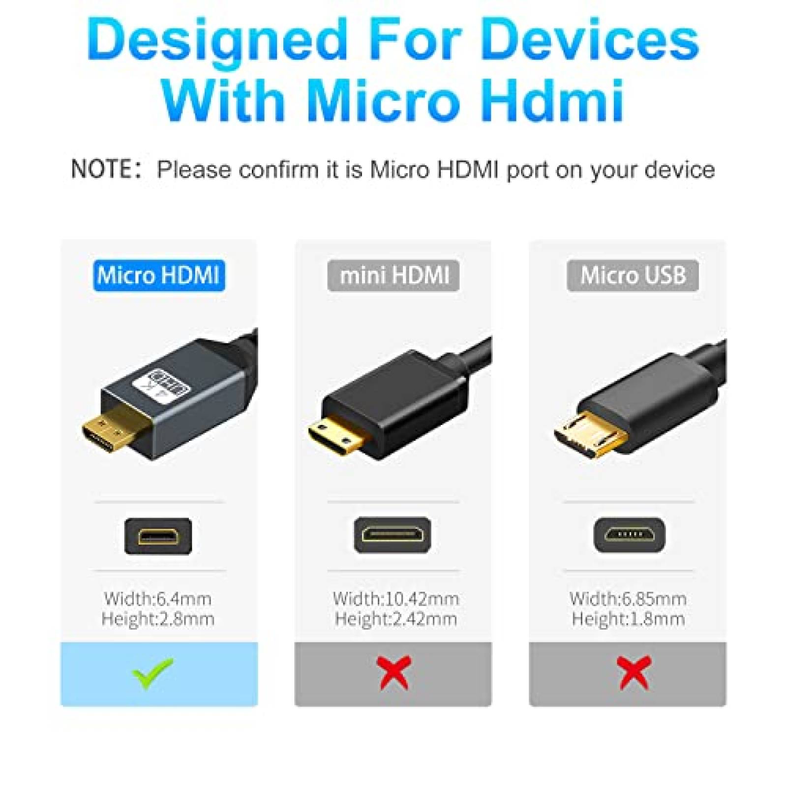 Cable de HDMI Twozoh 4K Micro de 15ft alta velocidad -Negro