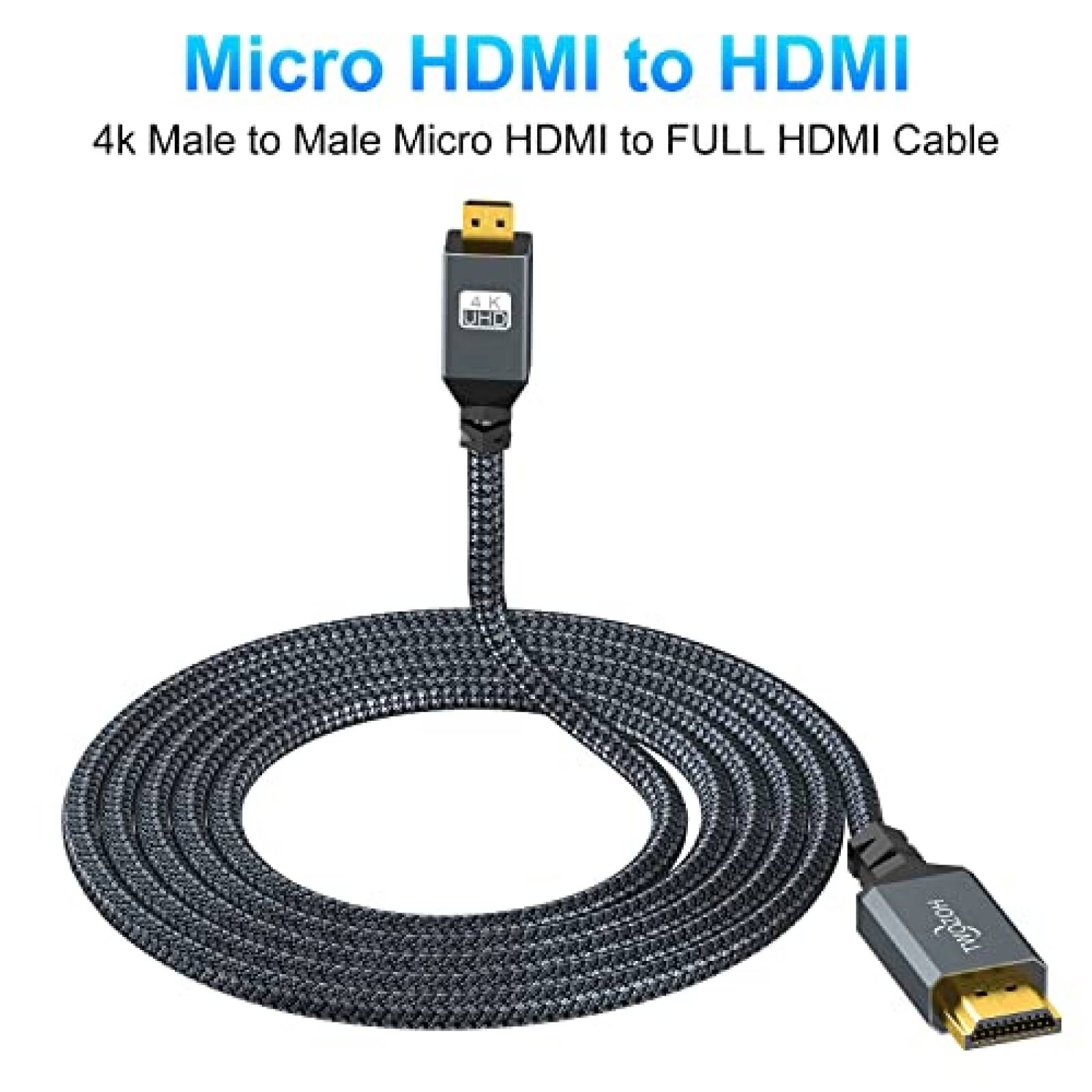 Cable de HDMI Twozoh 4K Micro de 15ft alta velocidad -Negro