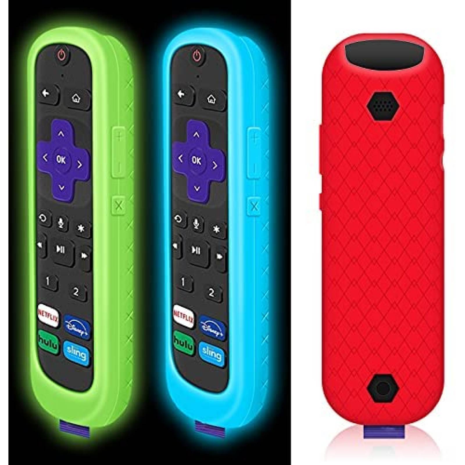 Funda EVAHOM para Conrtol de Roku 3 Pzs -Rojo/Azul/Verde