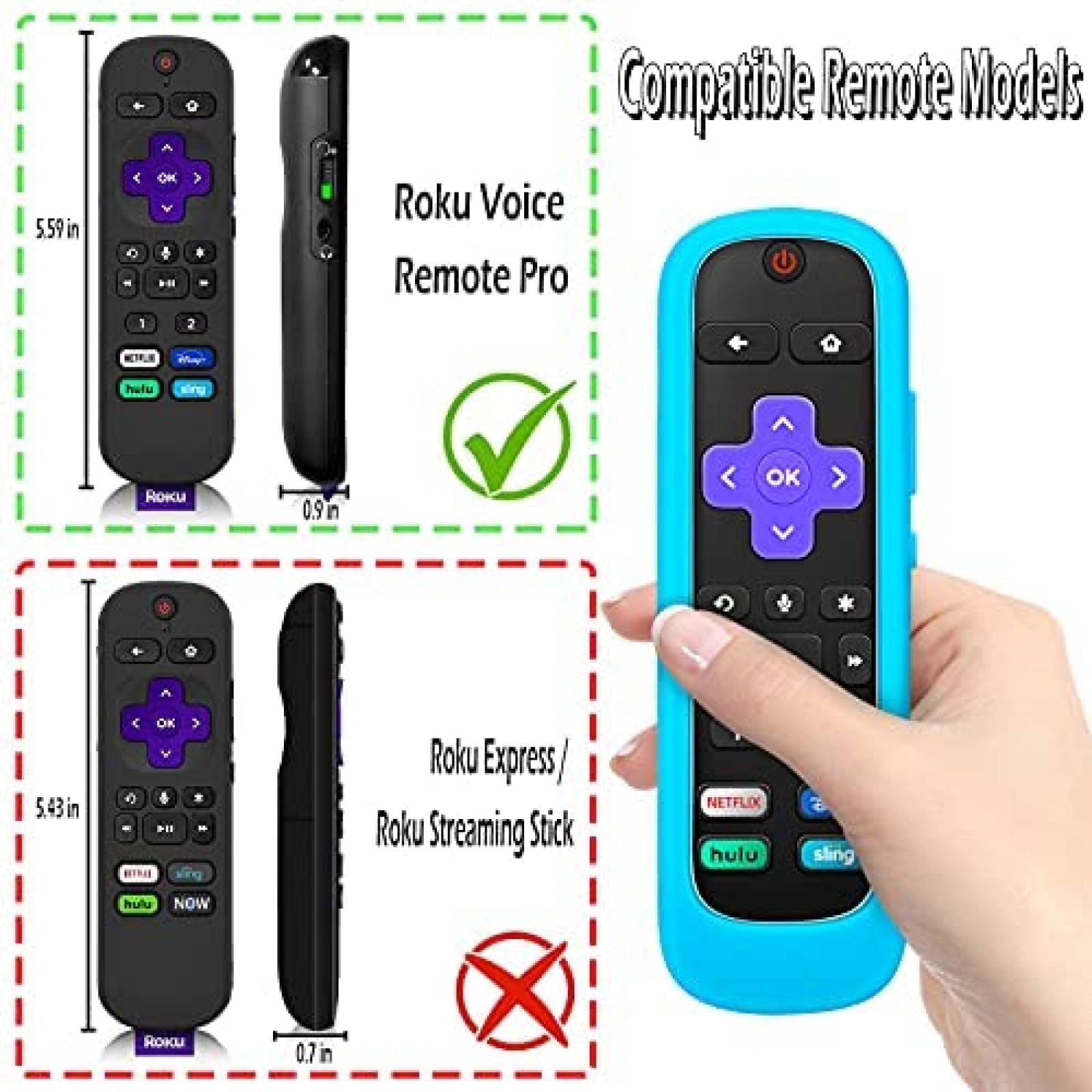 Funda EVAHOM para Conrtol de Roku 3 Pzs -Rojo/Azul/Verde