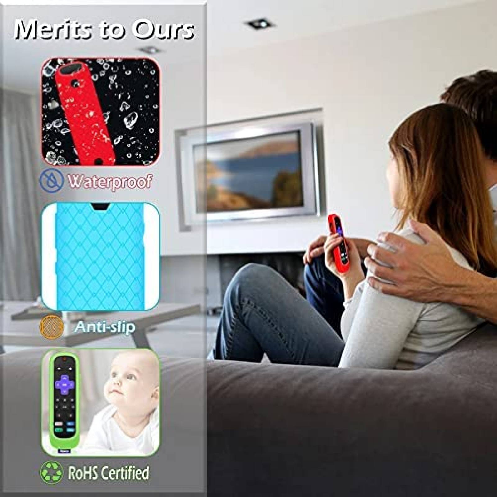 Funda EVAHOM para Conrtol de Roku 3 Pzs -Rojo/Azul/Verde