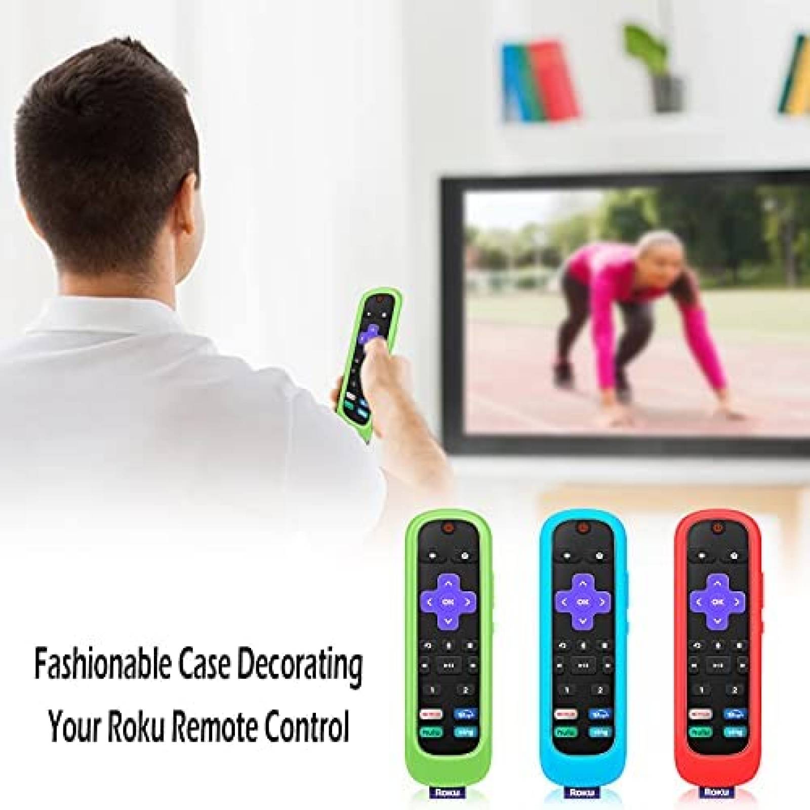 Funda EVAHOM para Conrtol de Roku 3 Pzs -Rojo/Azul/Verde