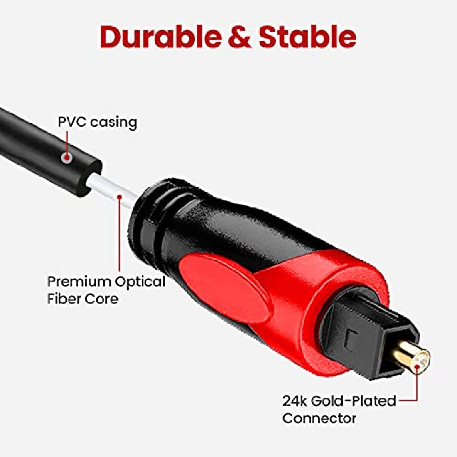 Cable Audio Speed Rabbit Fibra Optica 6 pies -Negro