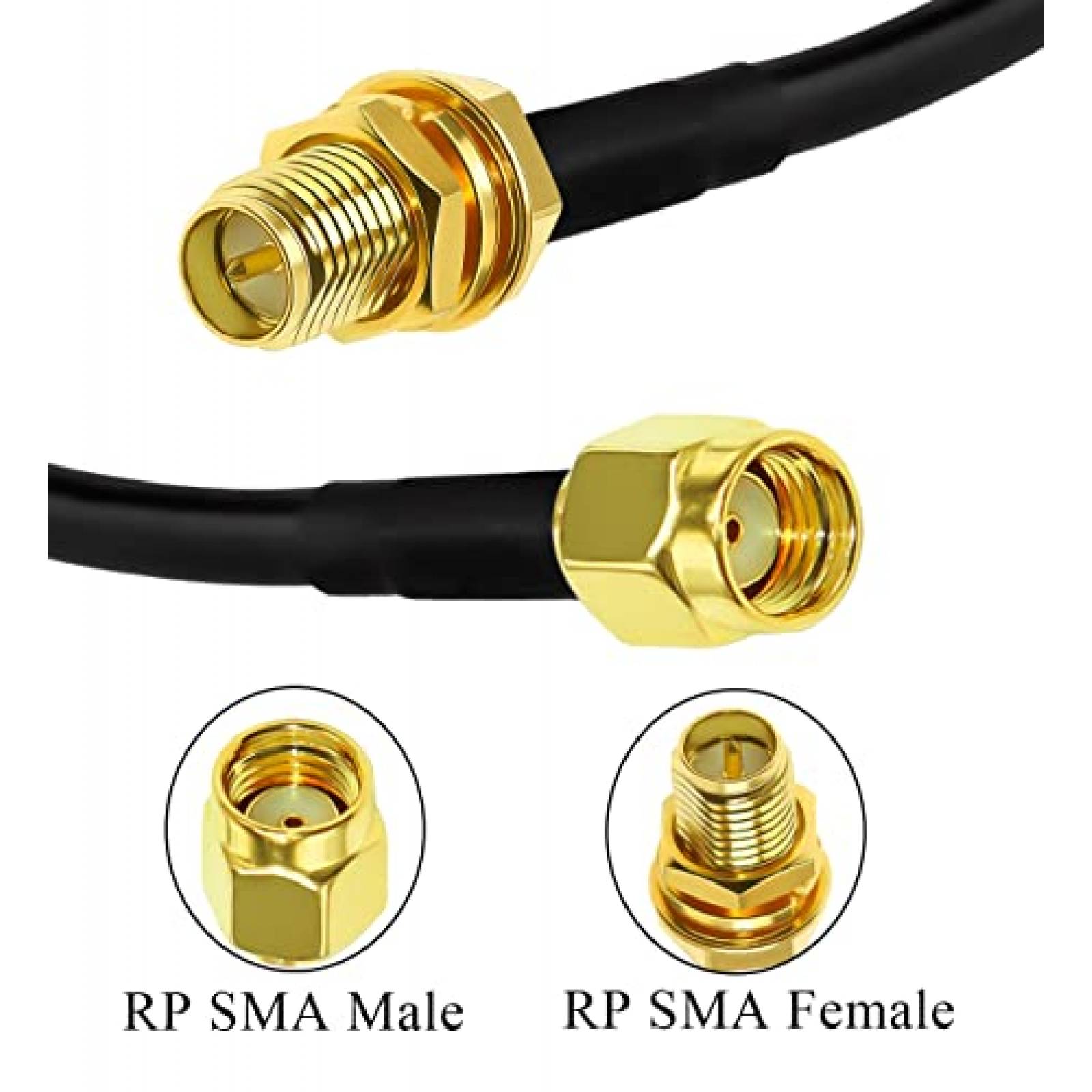 Cable Coaxial TUOLNK RP SMA Macho a Hembra de 5M -Negro