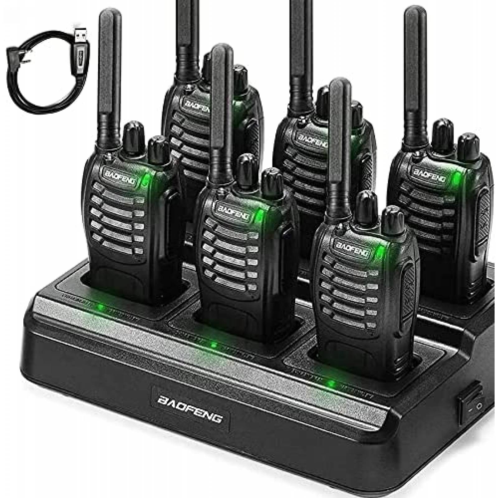 Cargador radio BAOFENG USB dos caminos 6 Radios -Negro