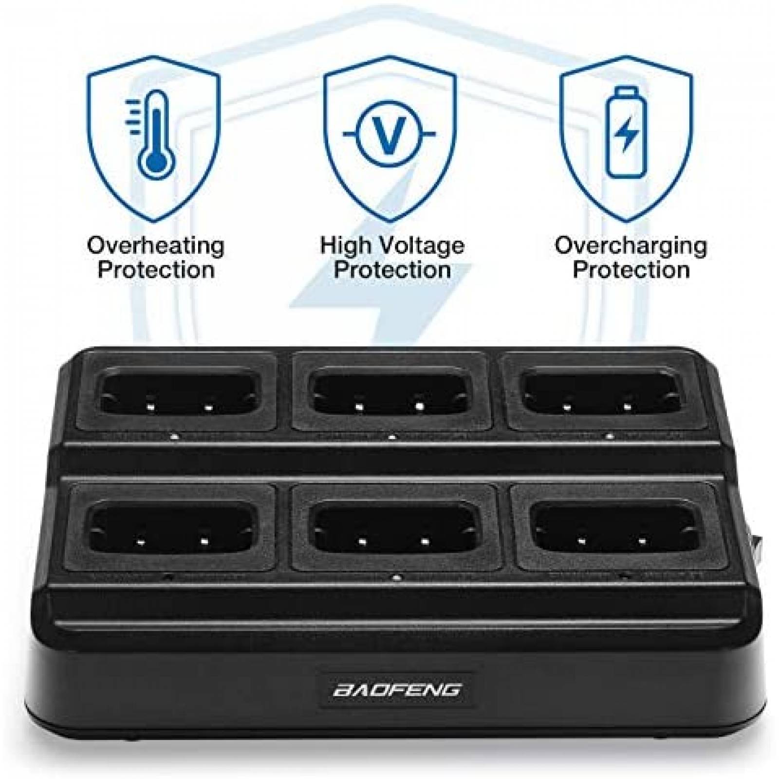 Cargador radio BAOFENG USB dos caminos 6 Radios -Negro