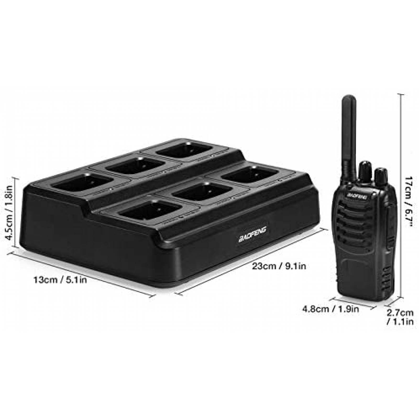 Cargador radio BAOFENG USB dos caminos 6 Radios -Negro