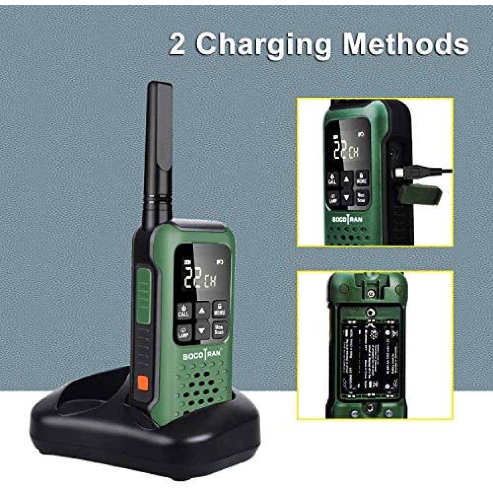 Walkie Talkies SOCOTRAN T90 FRS Impermeable -Verde