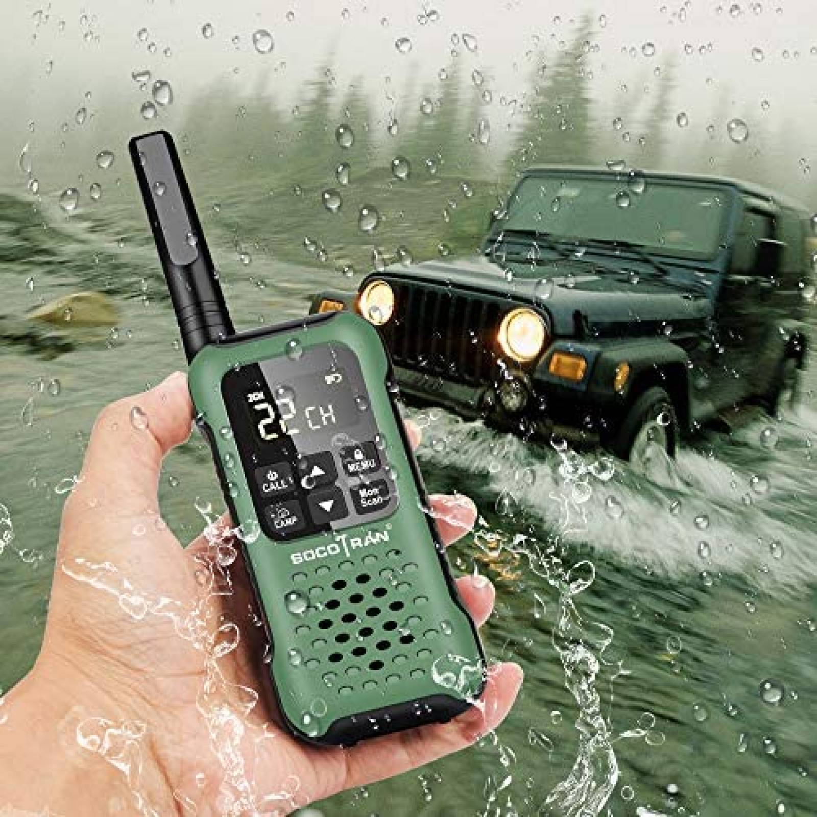 Walkie Talkies SOCOTRAN T90 FRS Impermeable -Verde