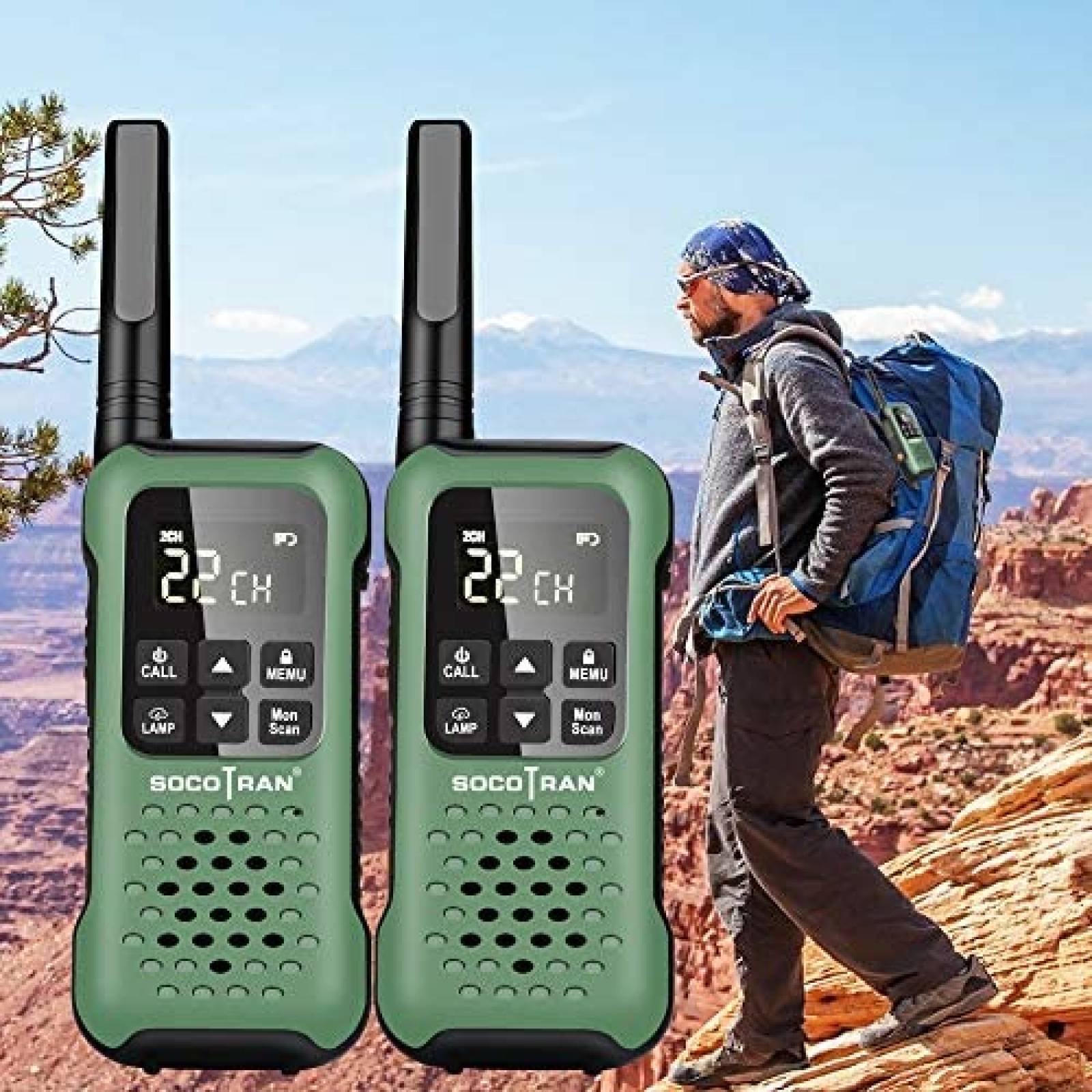 Walkie Talkies SOCOTRAN T90 FRS Impermeable -Verde