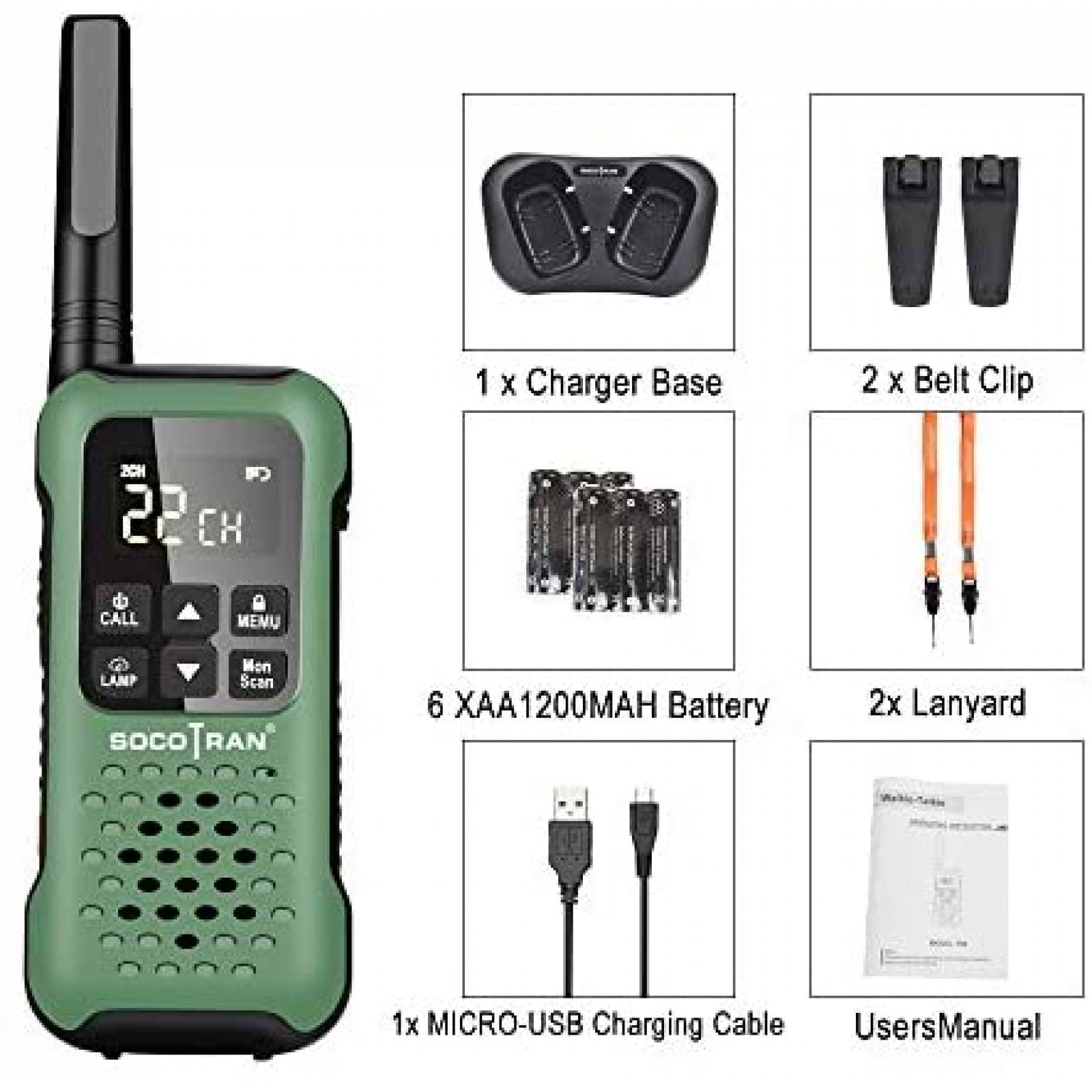 Walkie Talkies SOCOTRAN T90 FRS Impermeable -Verde