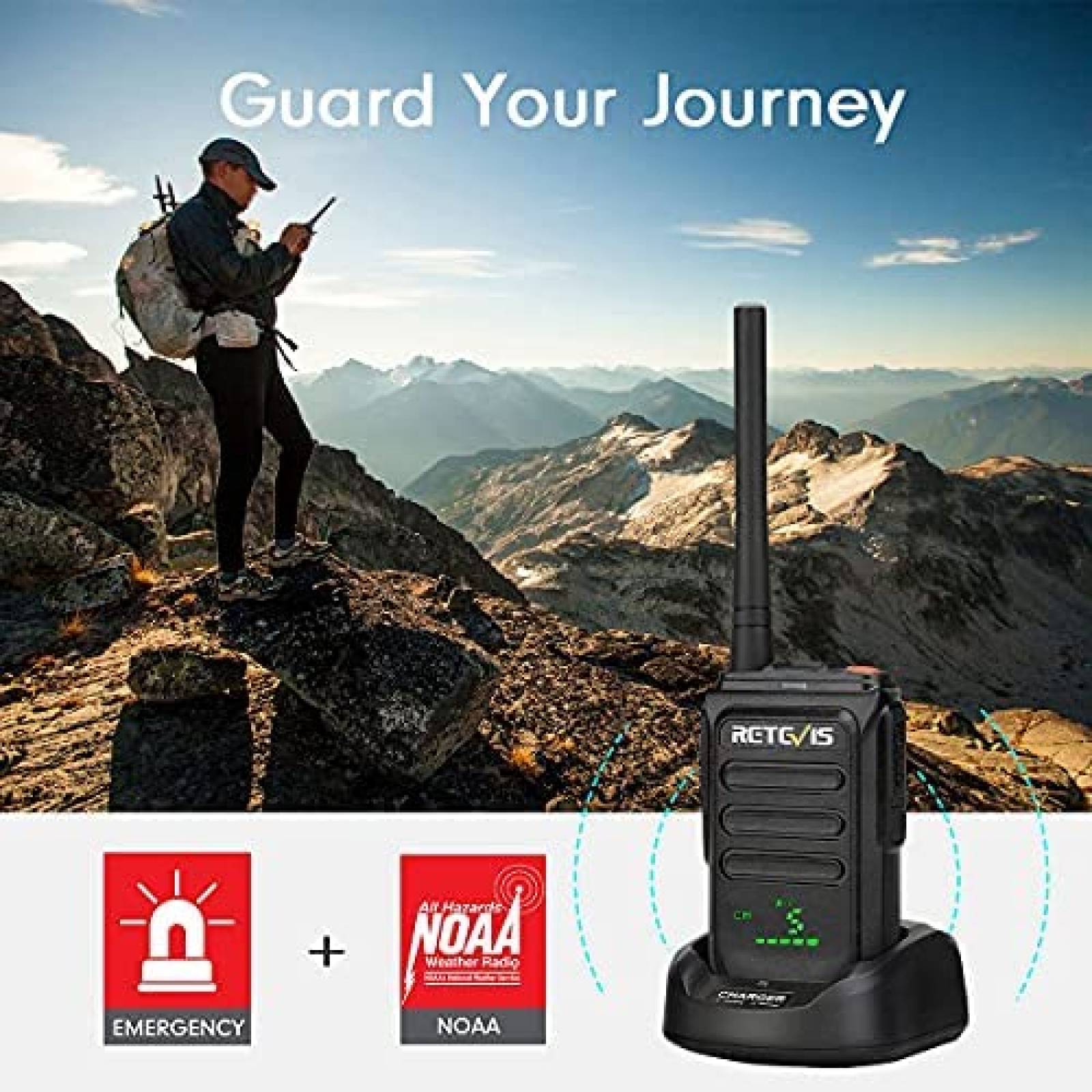 Radio de 2 vias Retevis RB38V de 5-Ch 3 Pzs -Negro