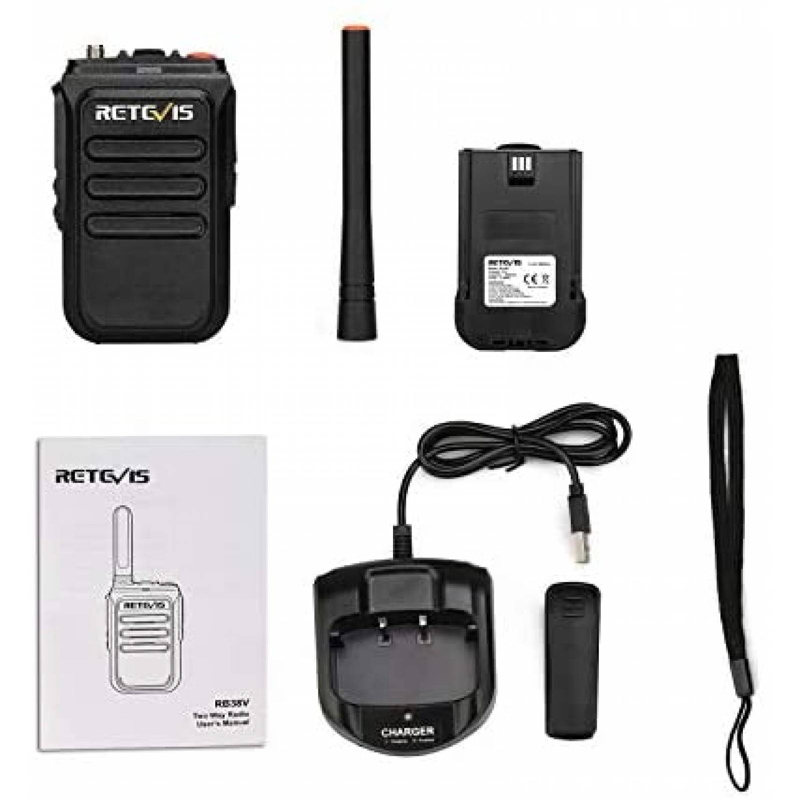 Radio de 2 vias Retevis RB38V de 5-Ch 3 Pzs -Negro