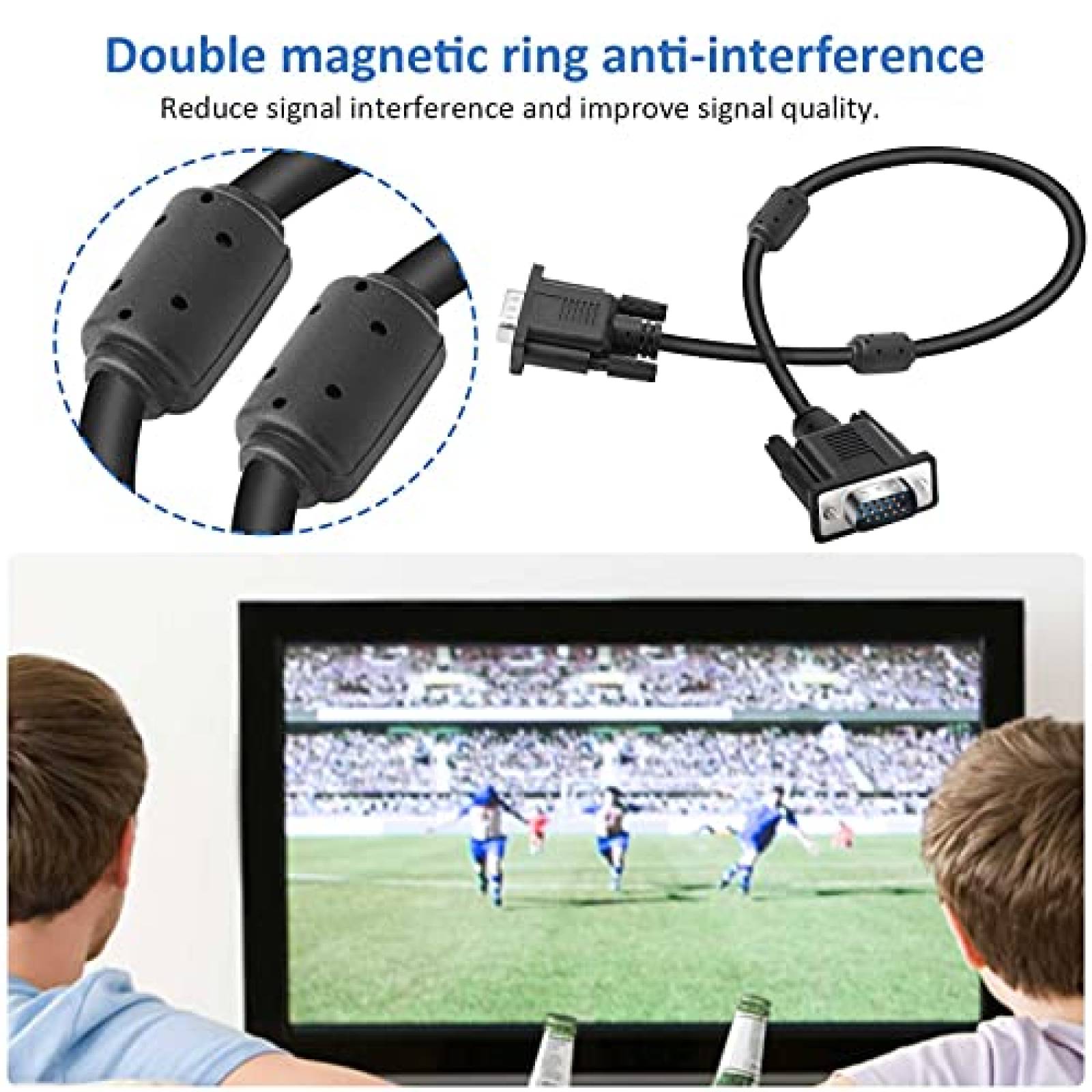 Cable VGA monitor macho a macho Saisn 1080P 1.5ft -Negro