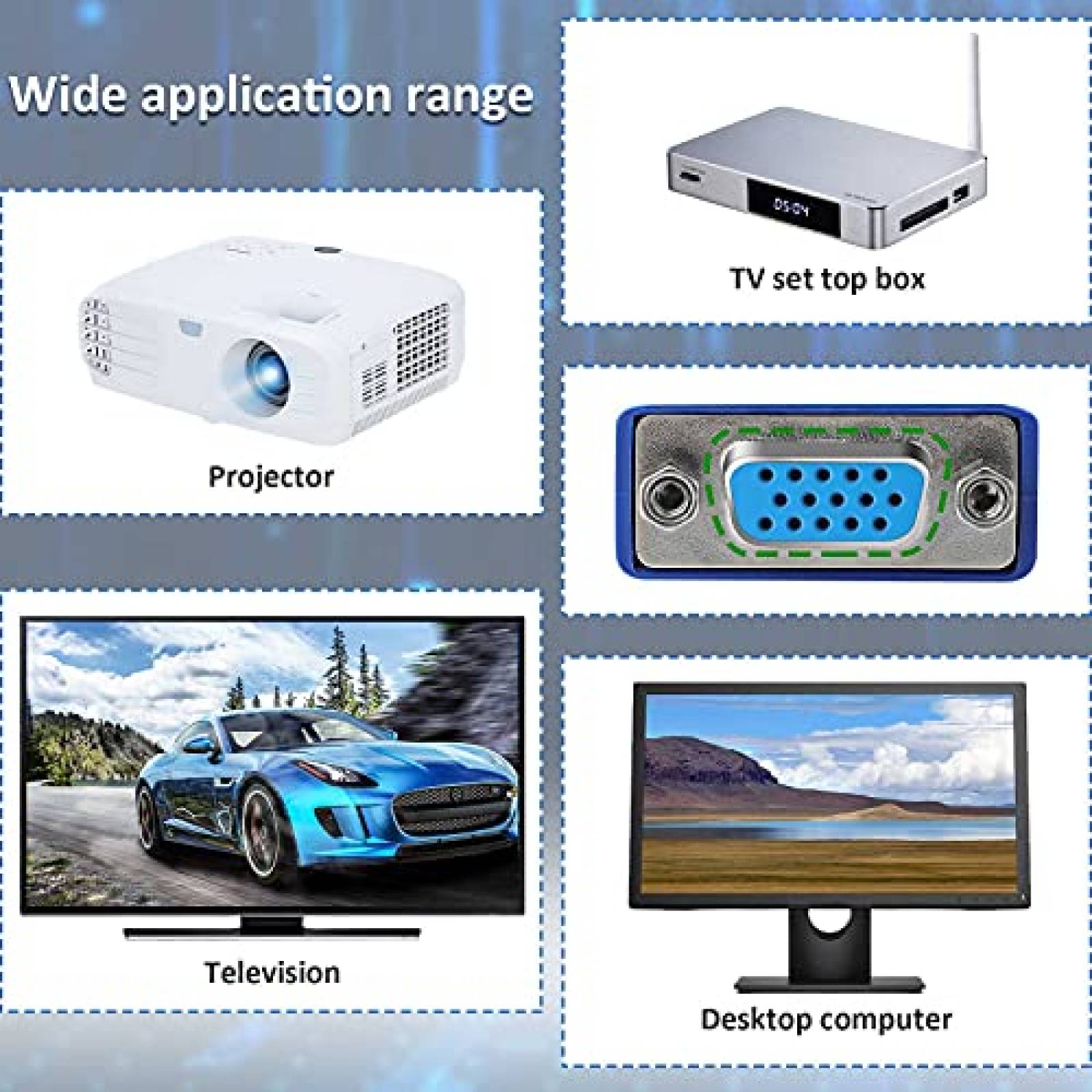 Cable VGA monitor macho a macho Saisn 1080P 1.5ft -Negro