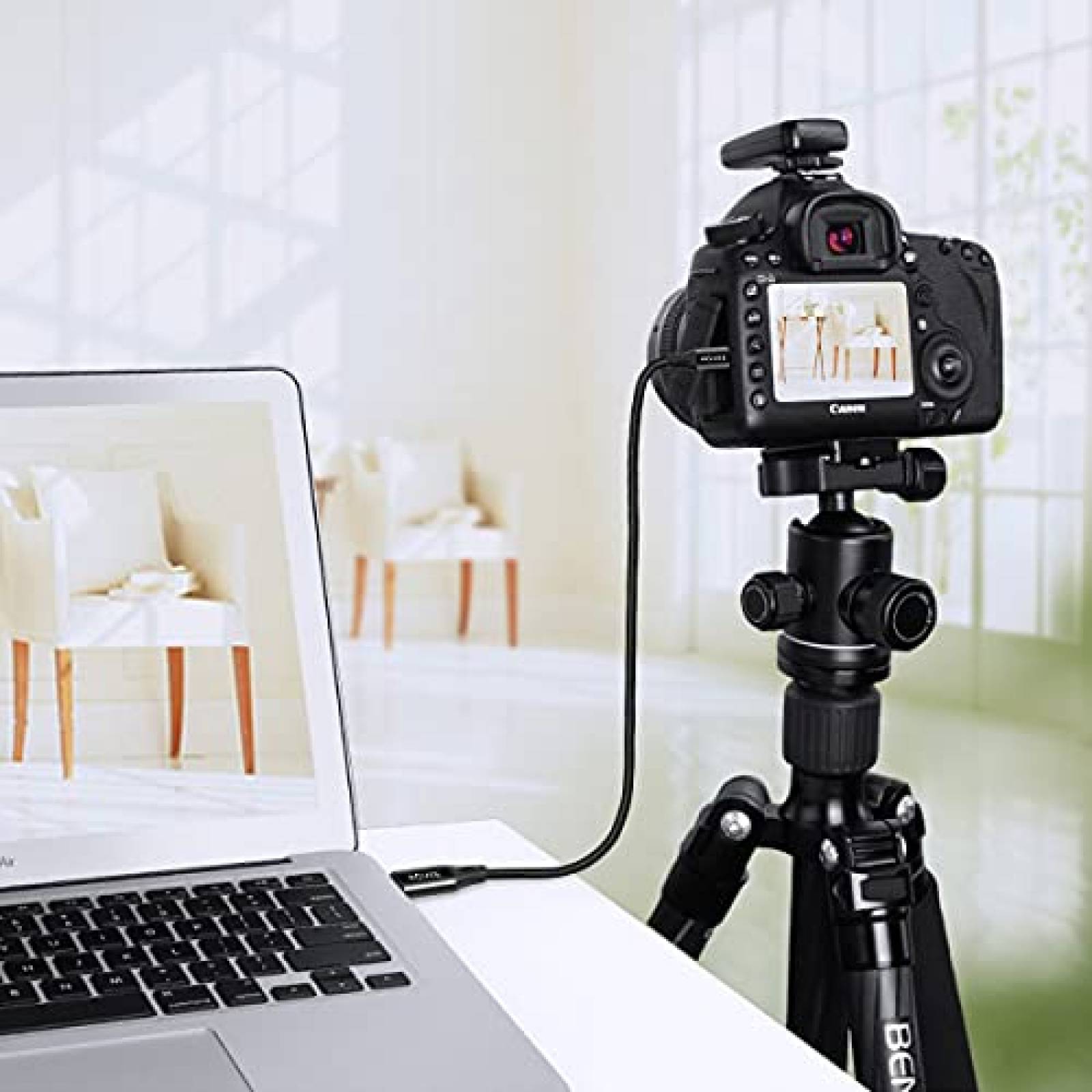 Cable USB-C a Mini USB AGVEE corto cargador de datos -Negro