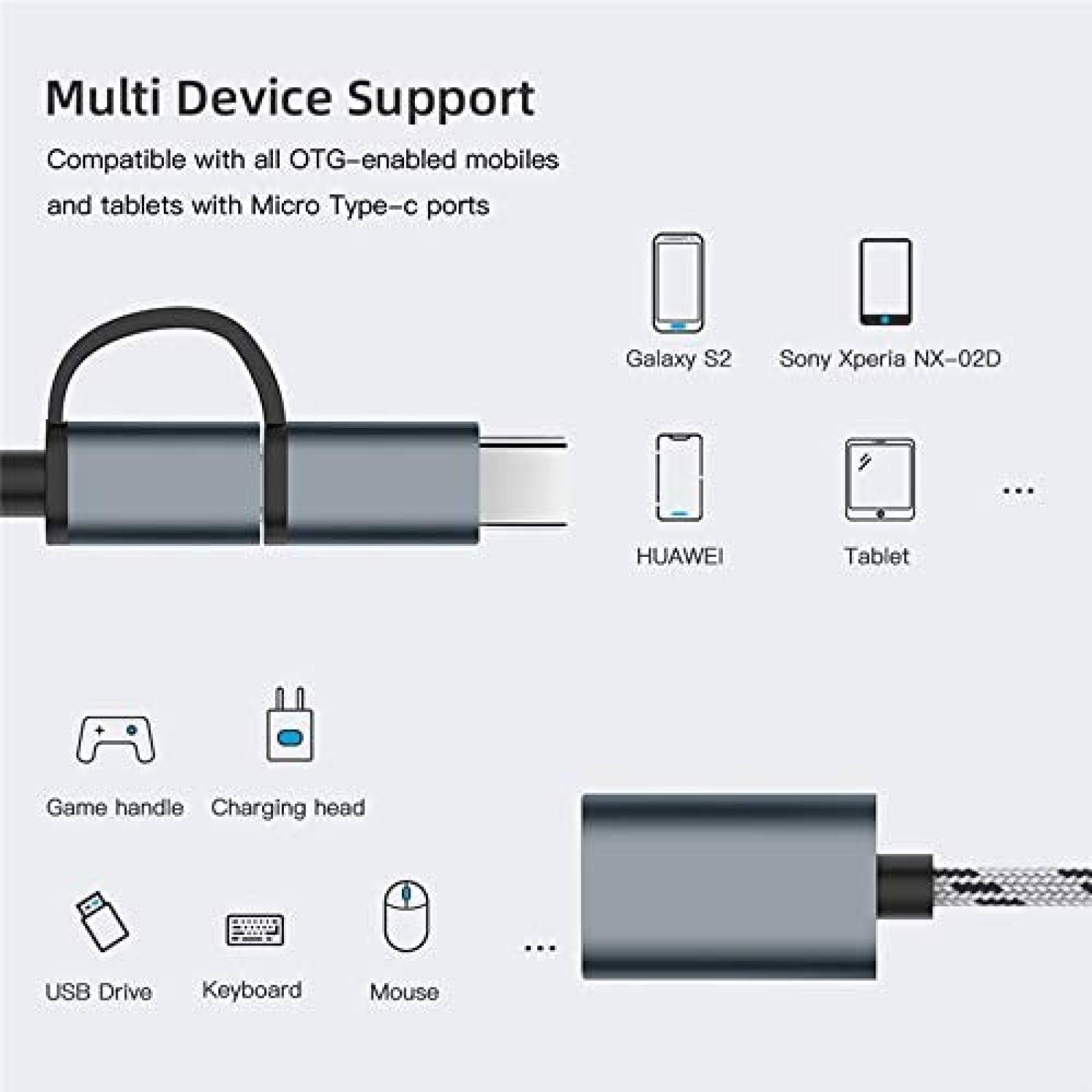 Adaptador SATMW De Carga USBC Micro USB C OTG -Dorado