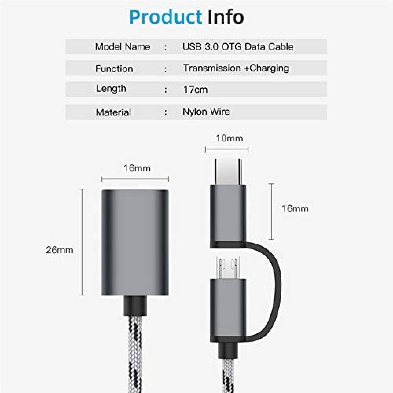 Adaptador SATMW De Carga USBC Micro USB C OTG -Dorado