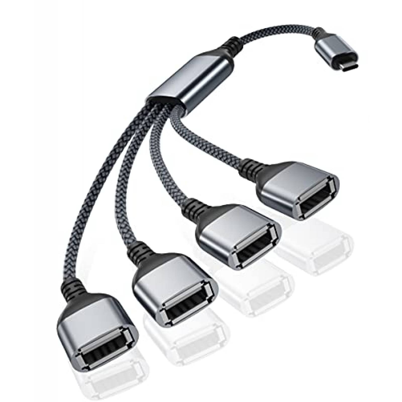 Adaptador Basesailor Cable USB C Macho a 4 USB Hembra -Negro