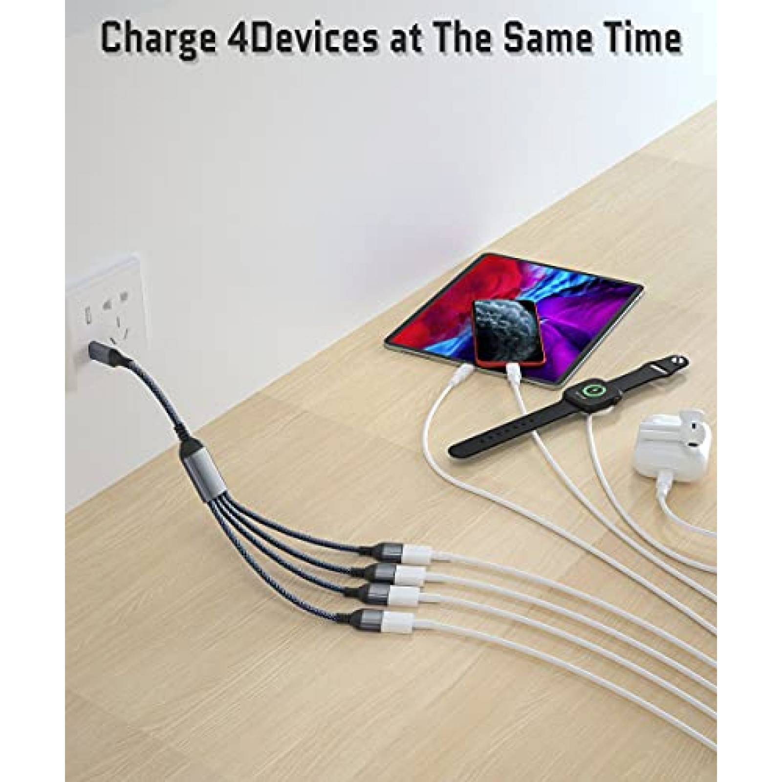 Adaptador Basesailor Cable USB C Macho a 4 USB Hembra -Negro