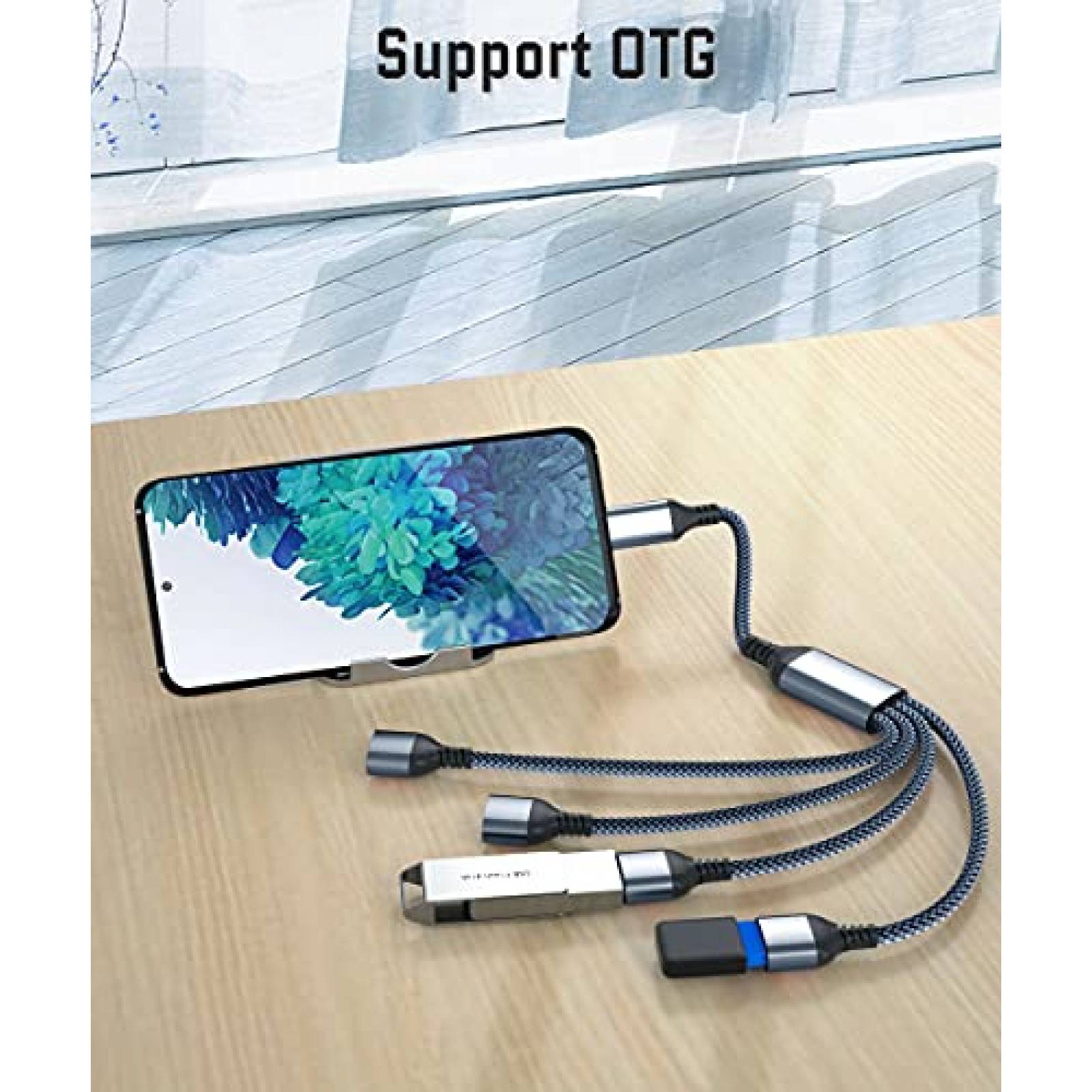 Adaptador Basesailor Cable USB C Macho a 4 USB Hembra -Negro
