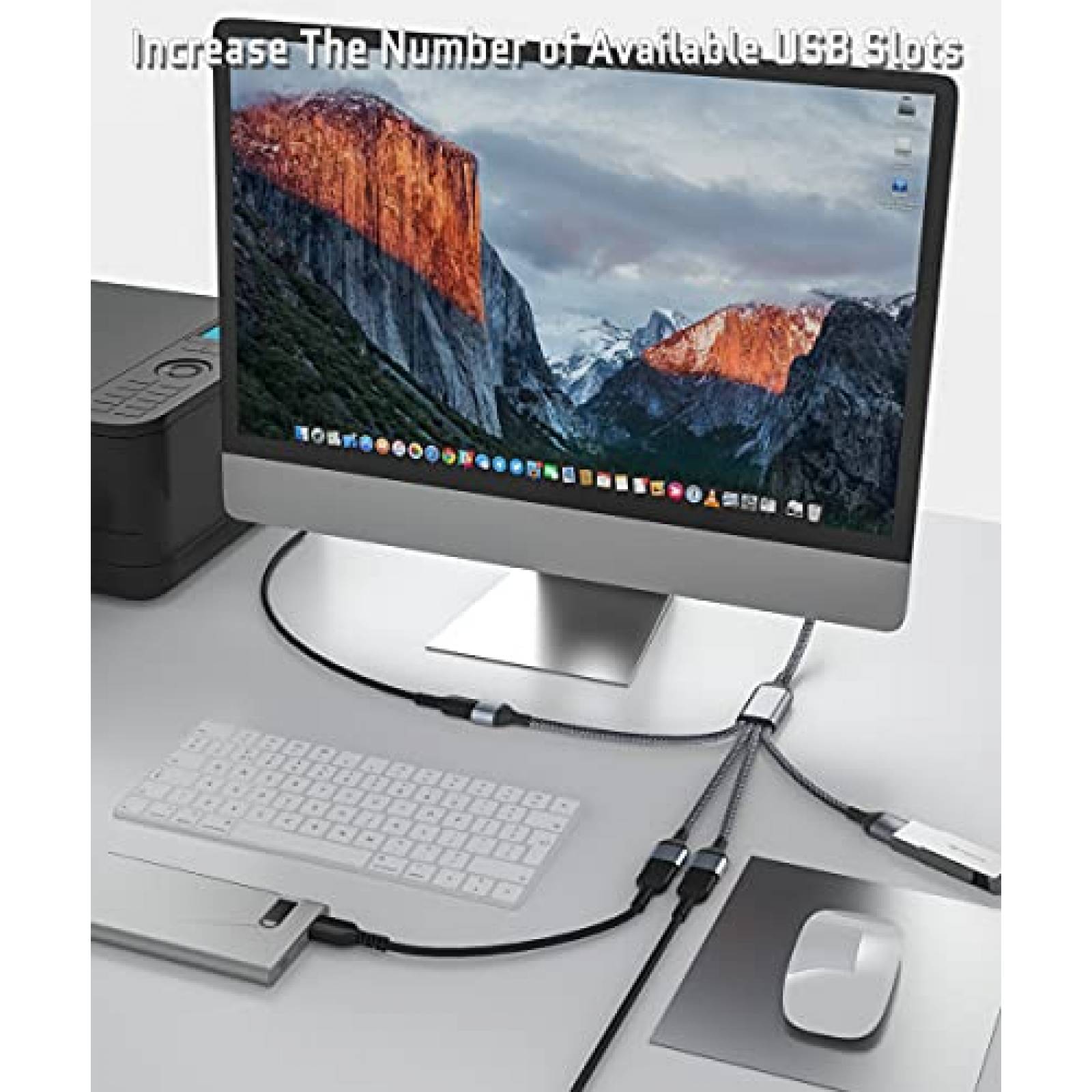 Adaptador Basesailor Cable USB C Macho a 4 USB Hembra -Negro