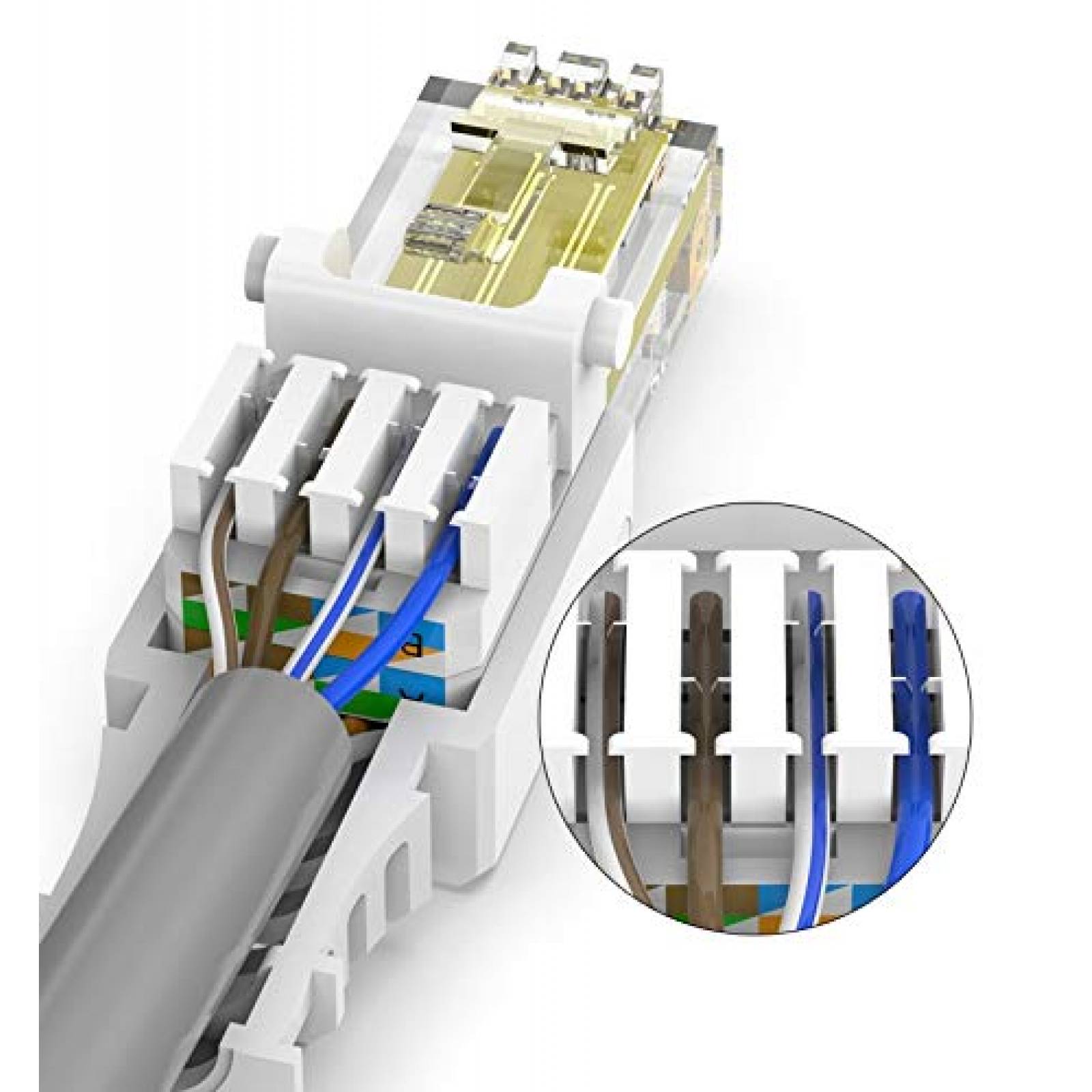 Conector de red MaxSale BYTCEW RJ45 2 piezas -Blanco