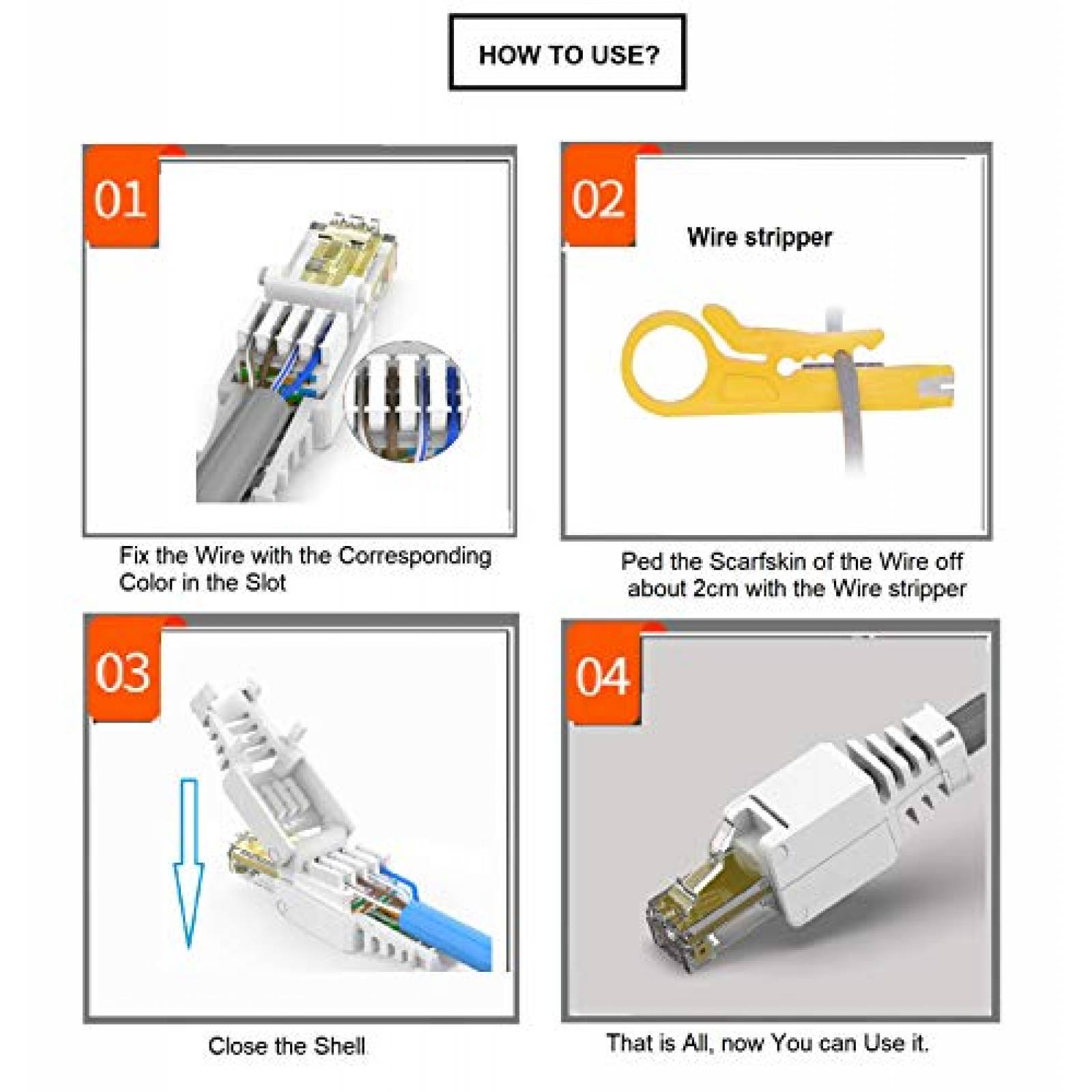 Conector de red MaxSale BYTCEW RJ45 2 piezas -Blanco