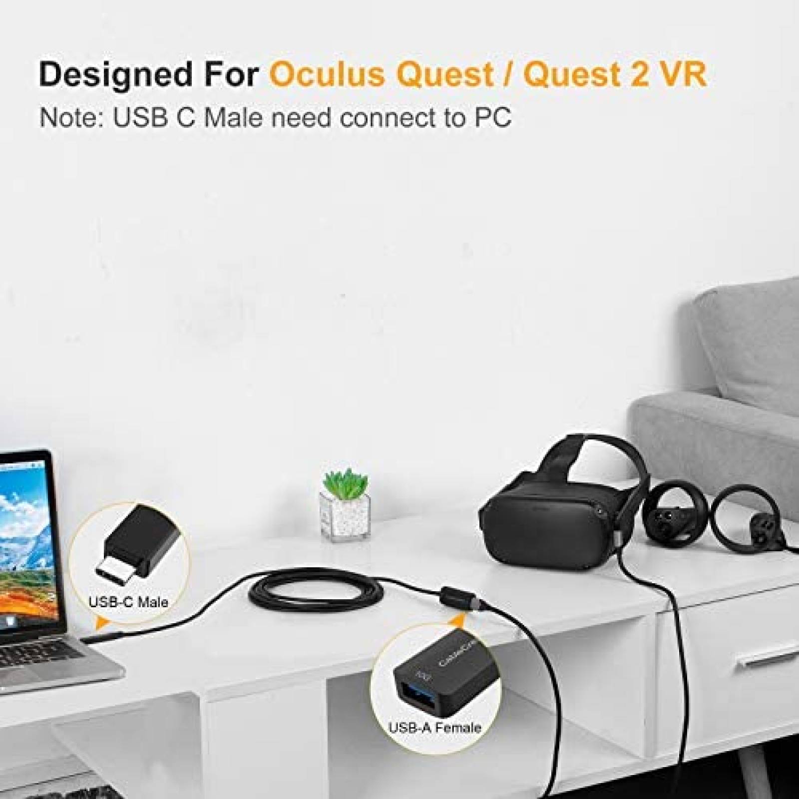 Cable USB CableCreation USB A Hembra a USB C 16.4ft -Negro