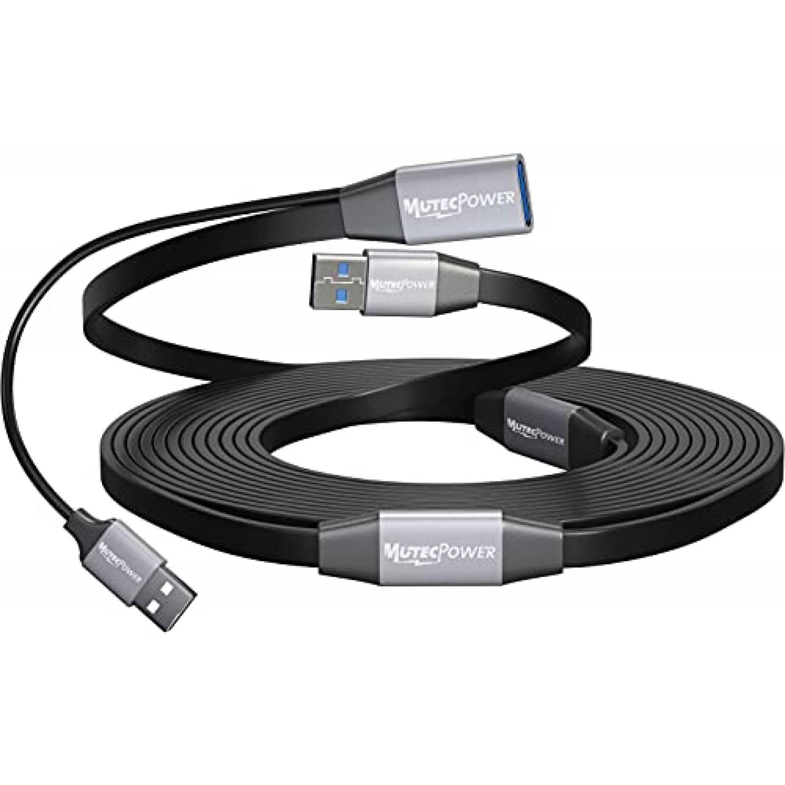 Cable USB A macho a hembra MutecPower delgado 3ft -Negro