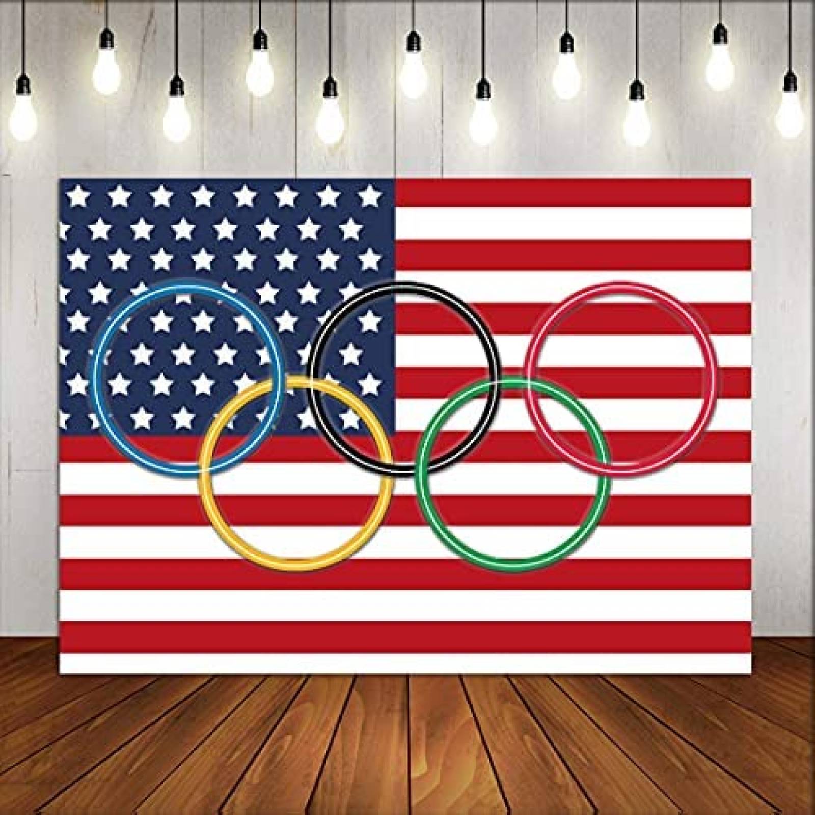 Fondo de Fotografia Fanghui 5x3 Pies -Bandera USA Olimpica