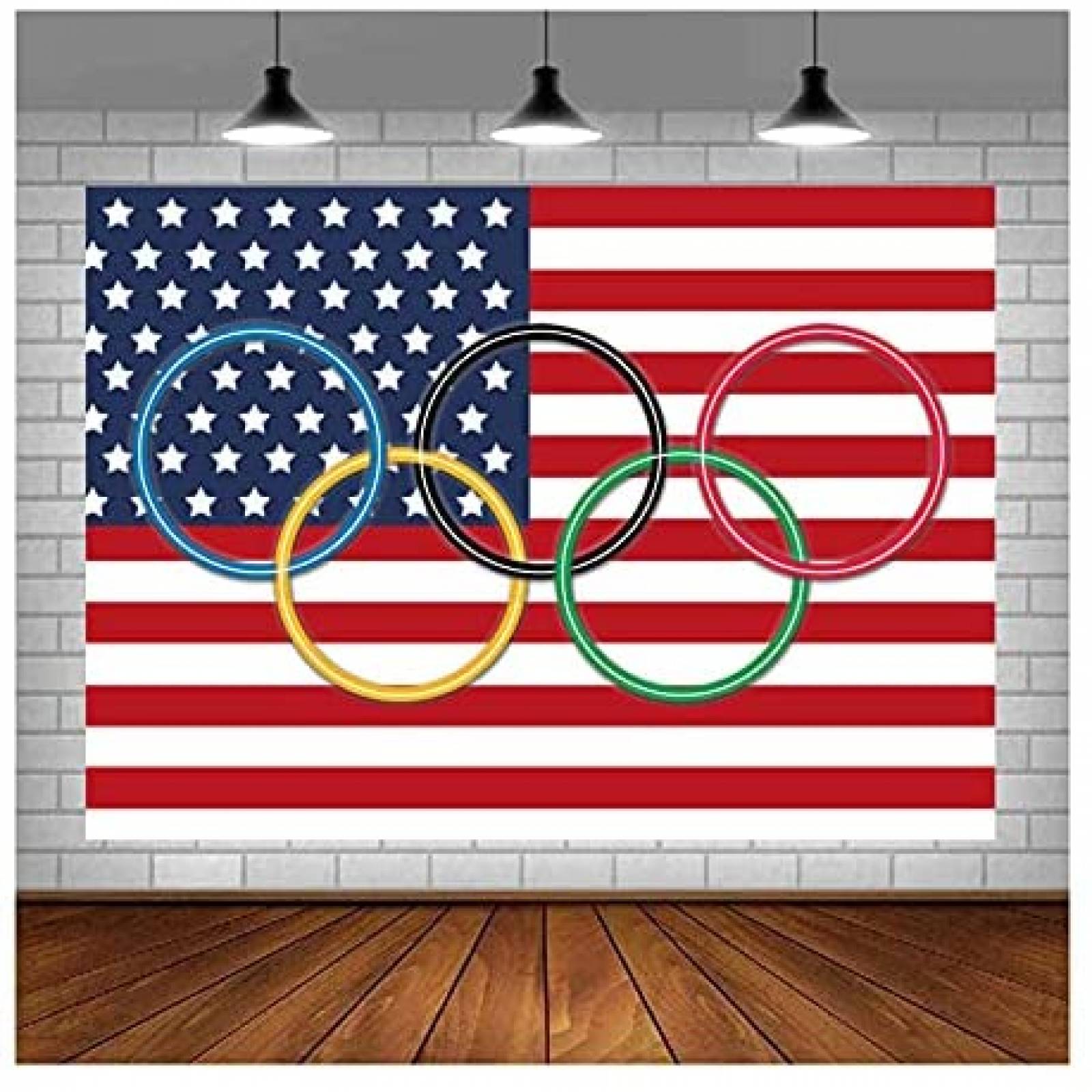Fondo de Fotografia Fanghui 5x3 Pies -Bandera USA Olimpica