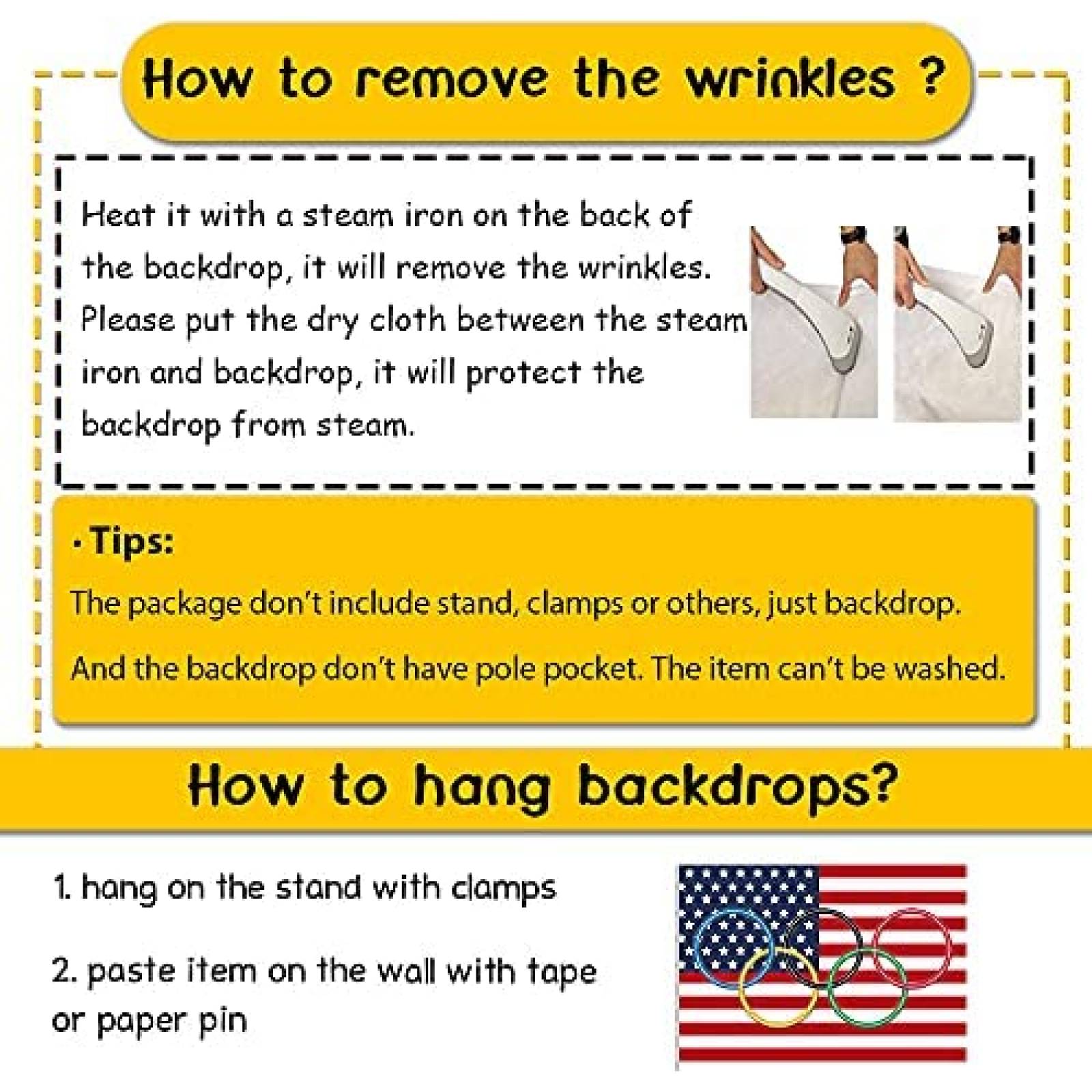 Fondo de Fotografia Fanghui 5x3 Pies -Bandera USA Olimpica