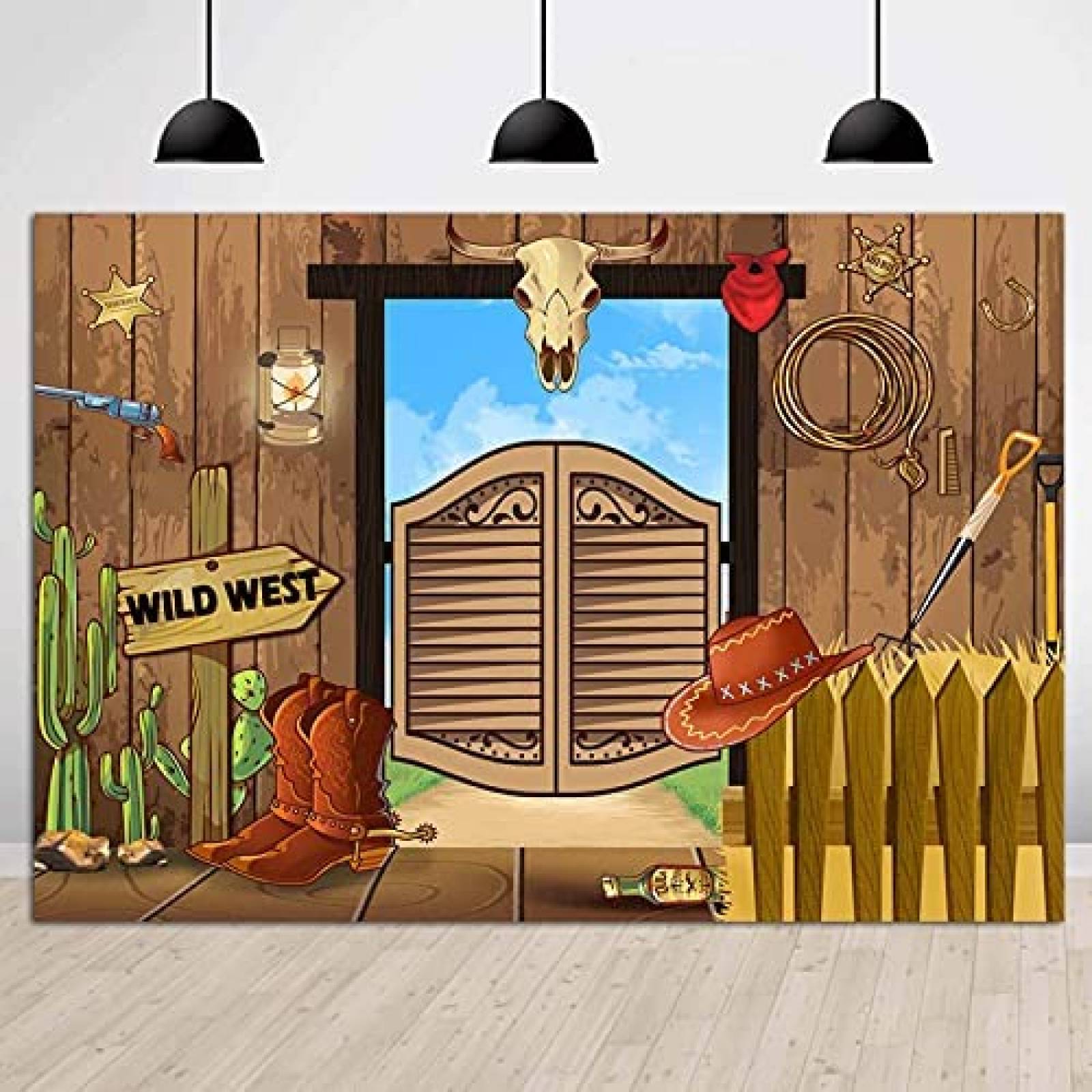 Fondo fotografia Fanghui Viejo oeste 5x3ft -Colorido