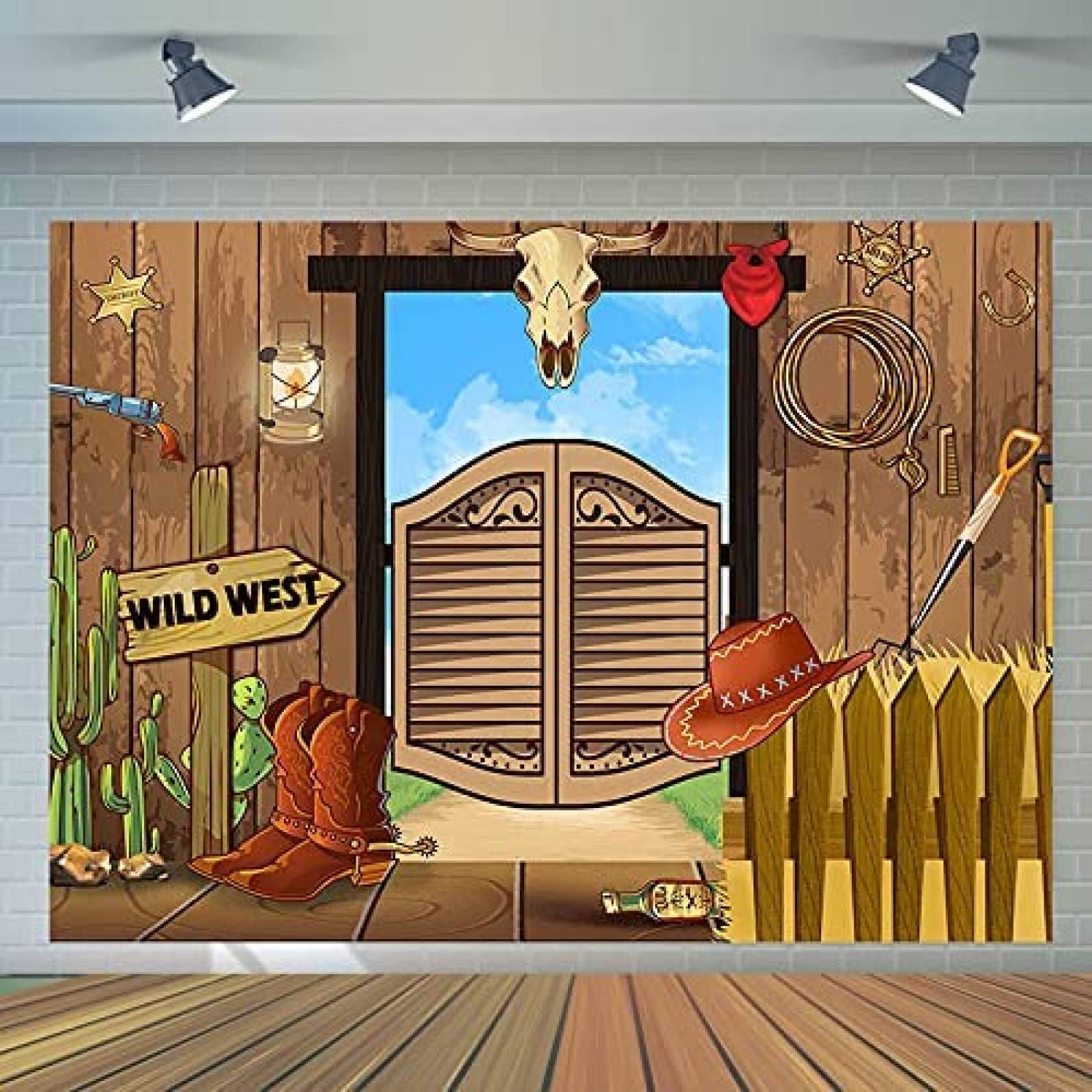 Fondo fotografia Fanghui Viejo oeste 5x3ft -Colorido