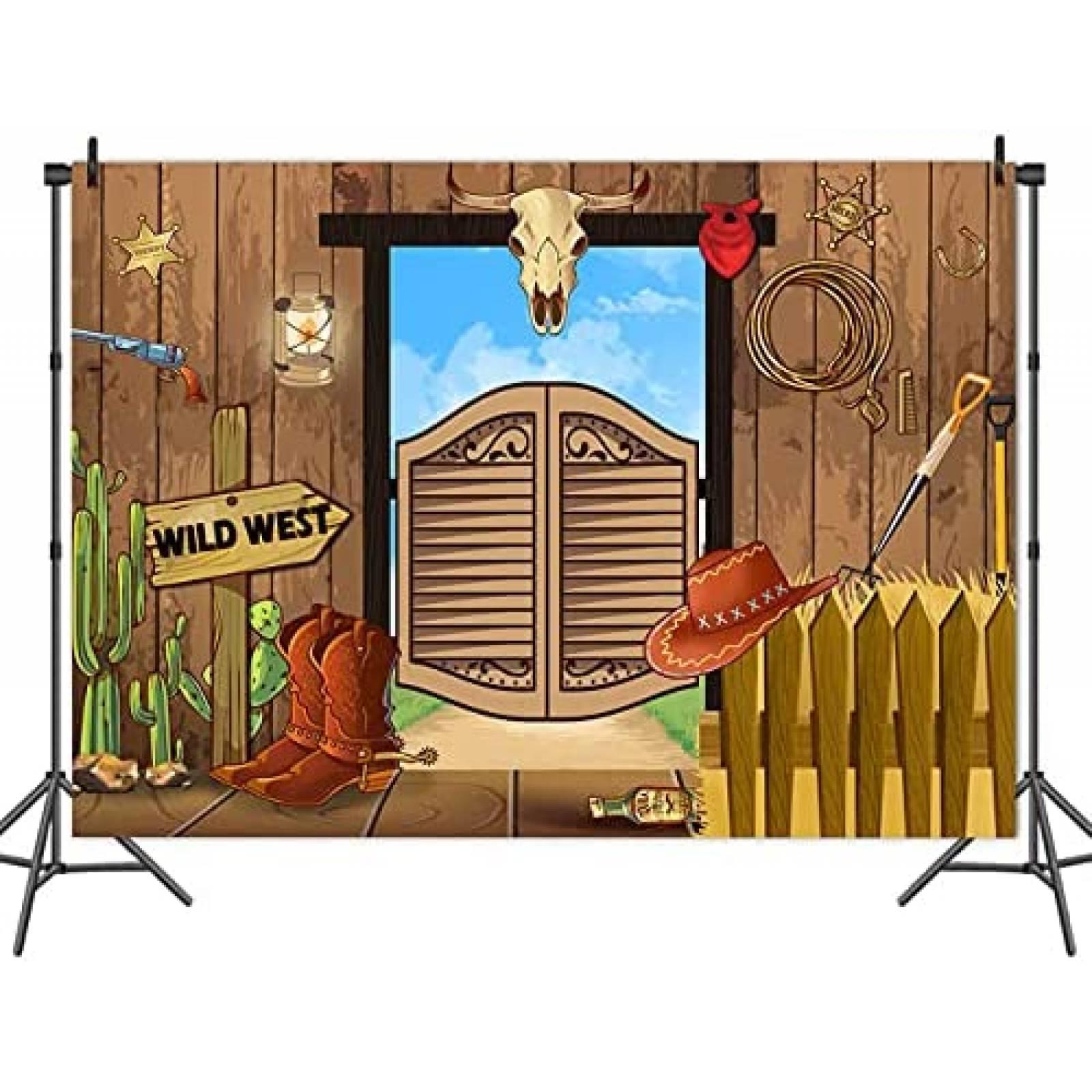 Fondo fotografia Fanghui Viejo oeste 5x3ft -Colorido