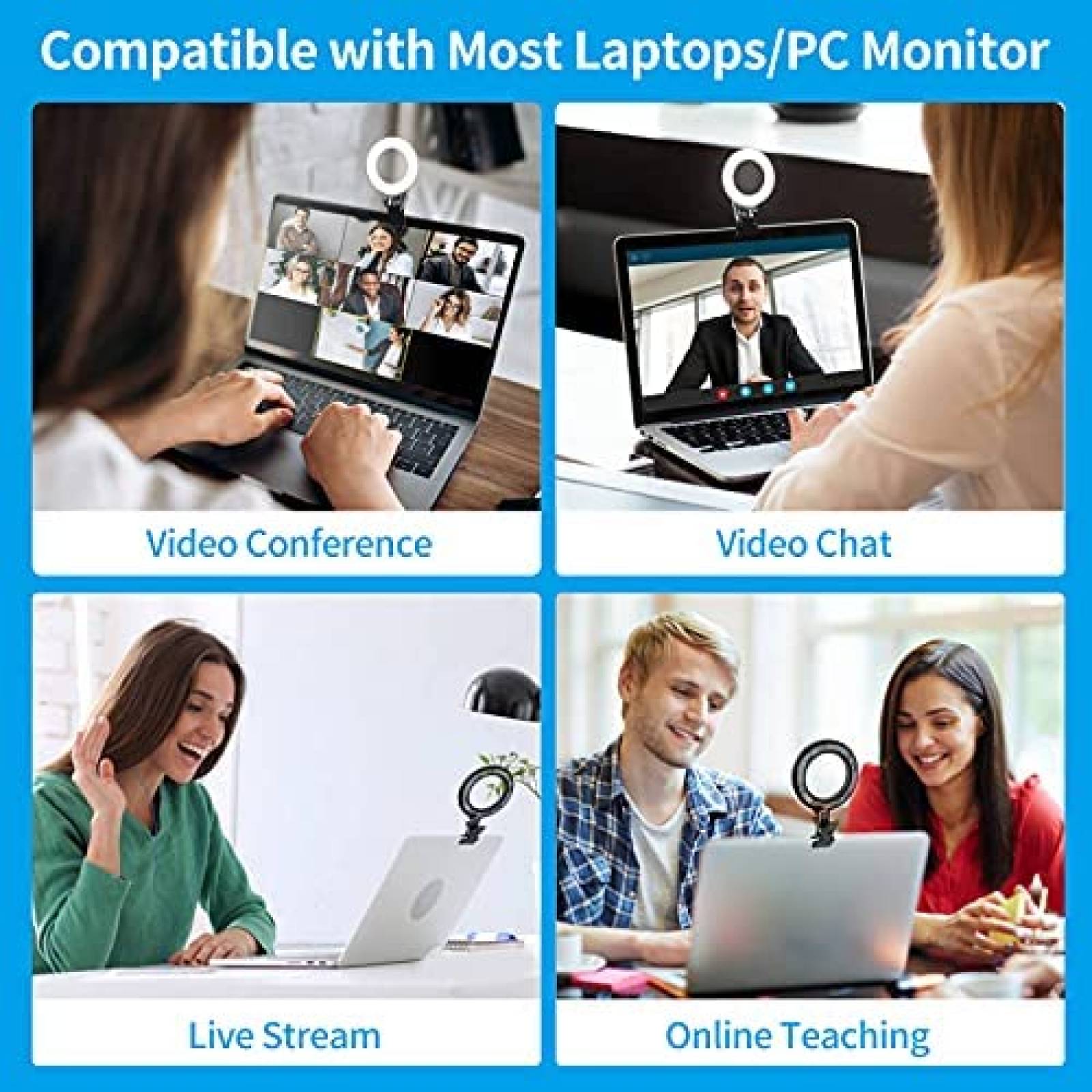 Aro Luz GreenYellow Para Conferencias Camara Web -Negro