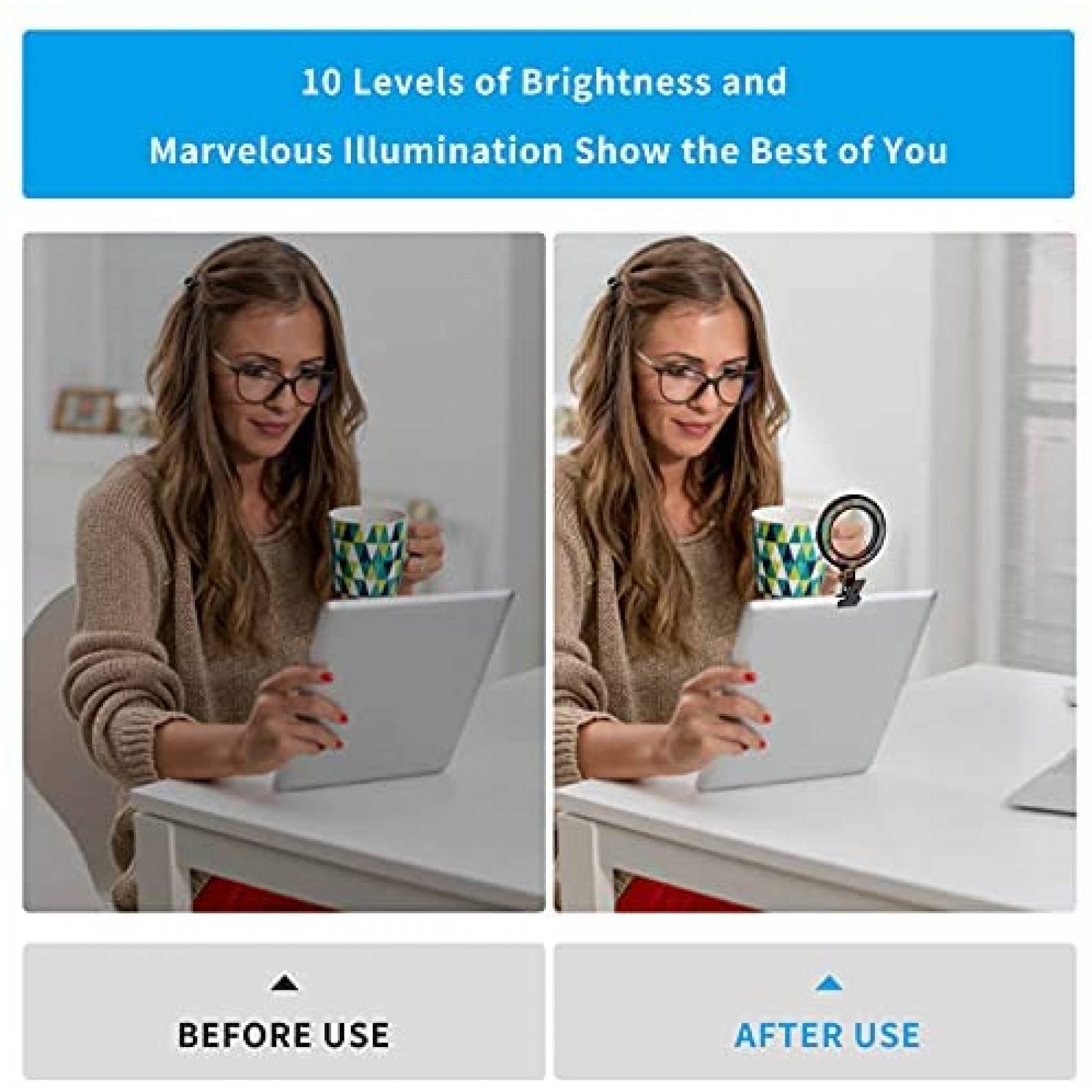 Aro Luz GreenYellow Para Conferencias Camara Web -Negro