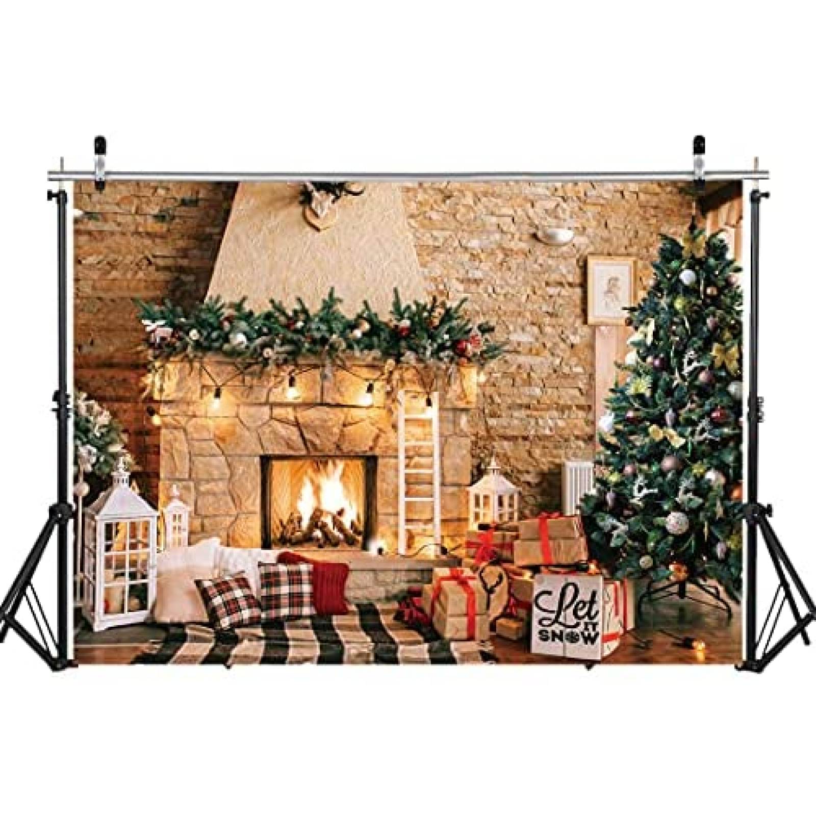 Telon WOLADA Navidad Fondo Fotografico 8 x 6 Ft -Multicolor
