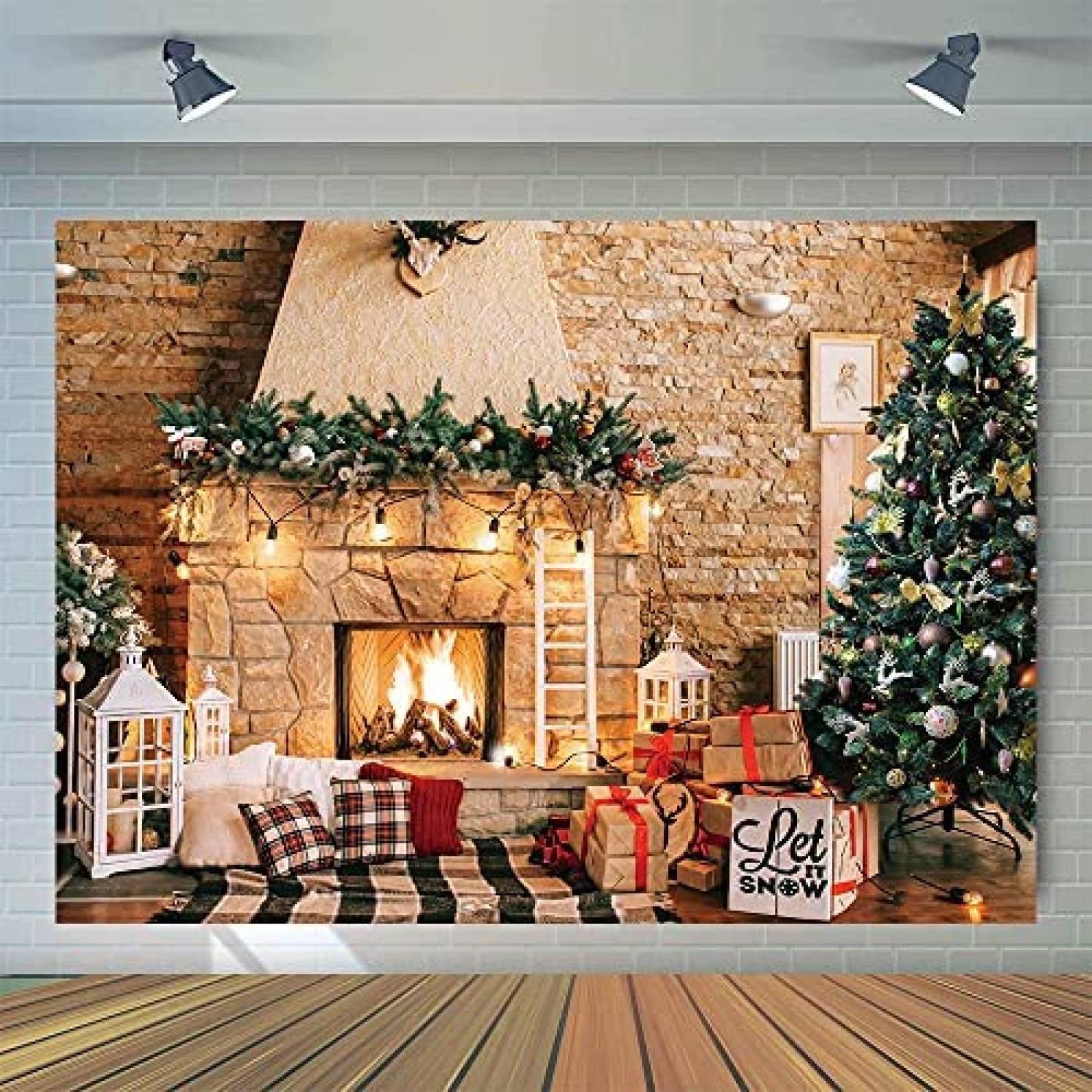 Telon WOLADA Navidad Fondo Fotografico 8 x 6 Ft -Multicolor