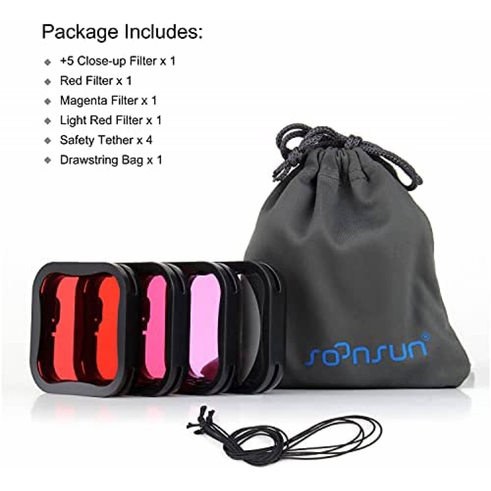 Filtro Impermeable SOONSUN para Gopro 4 Pzs -Negro