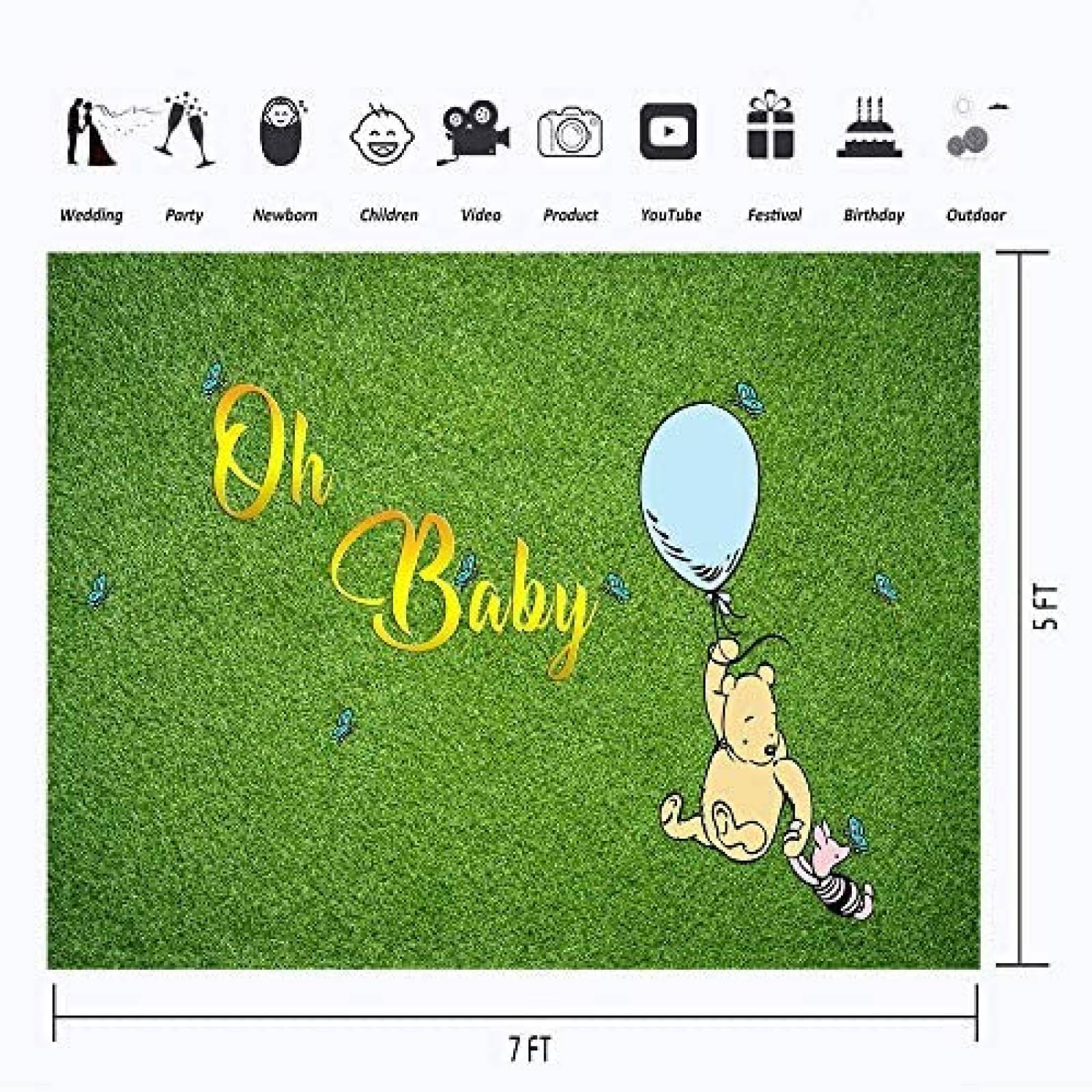 Telon de fondo VV Backdrop de 7x5 Oh Baby Winnie The Pooh