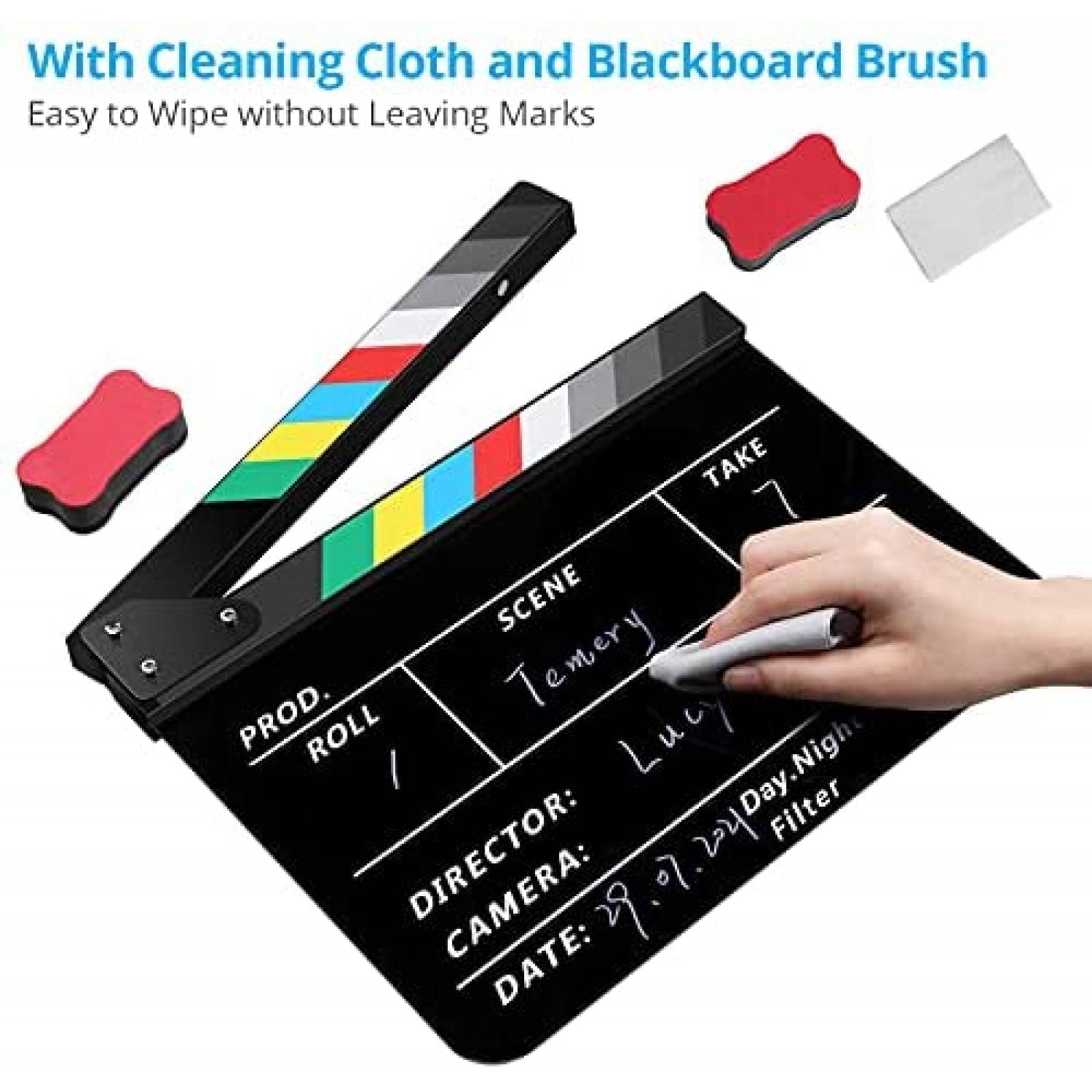 Kit Claqueta Temery 12x10" Incluye 2 Plumas y Borrador