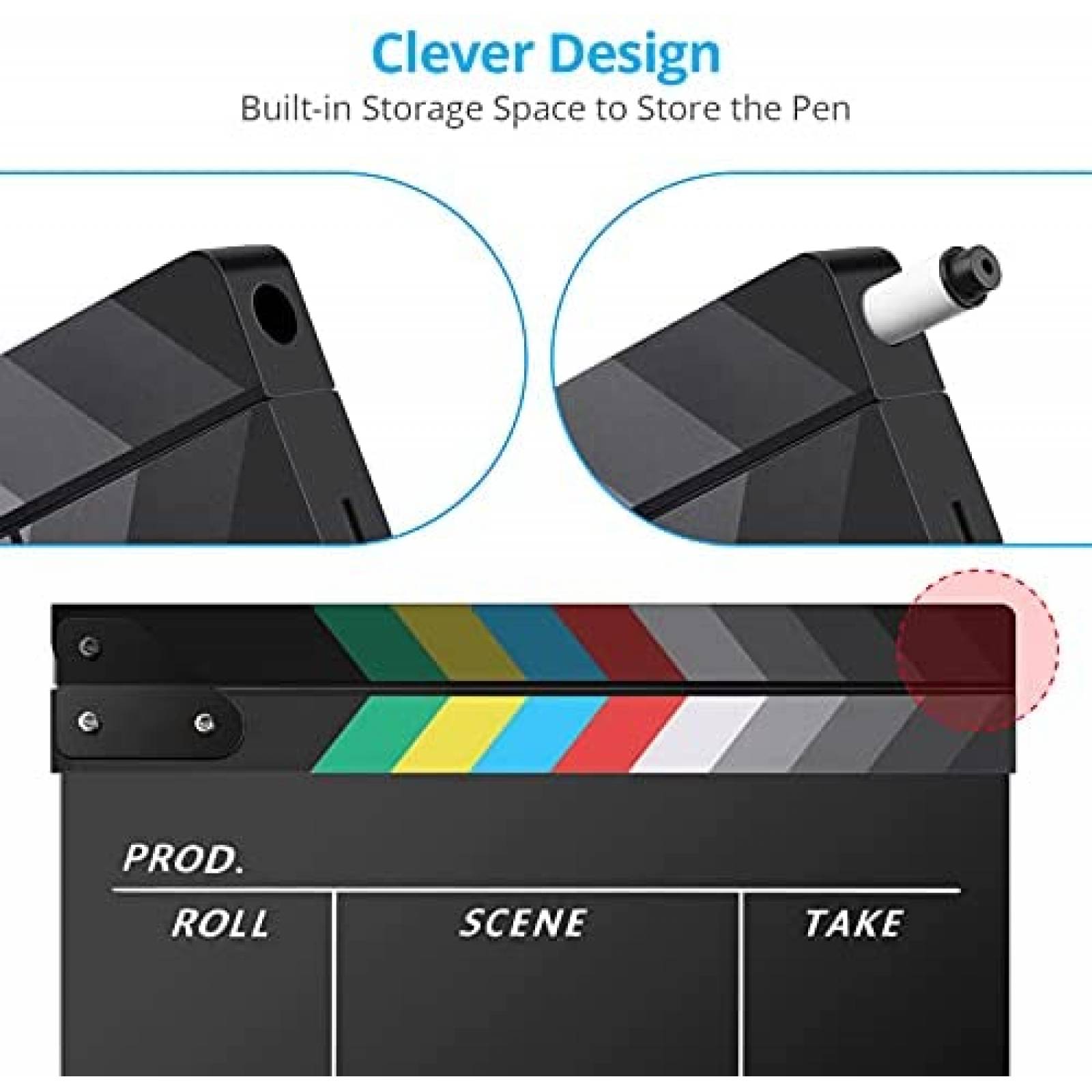 Kit Claqueta Temery 12x10" Incluye 2 Plumas y Borrador