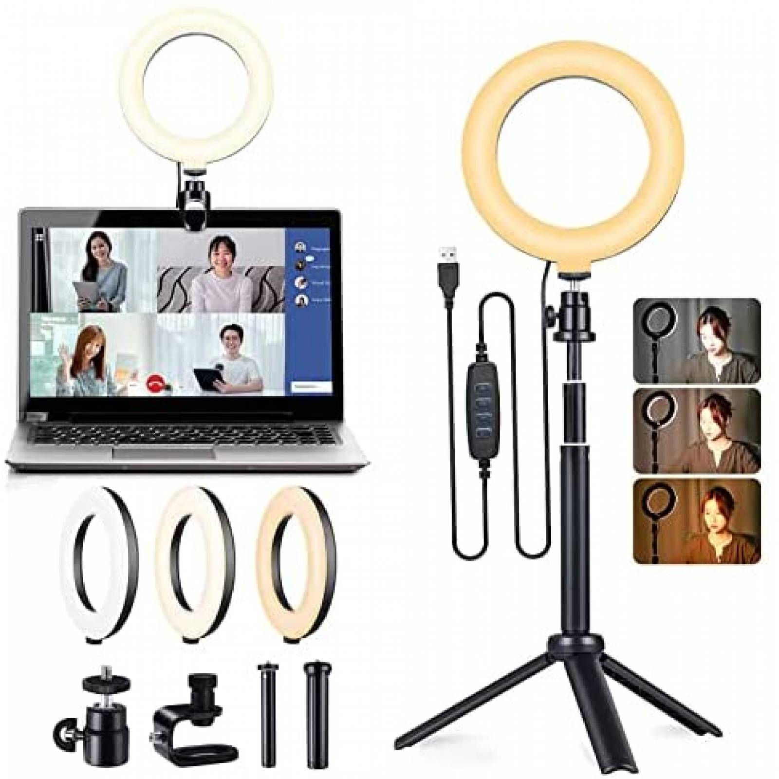 Kit de iluminacion weeylite de 6" con clip tripode ajustable