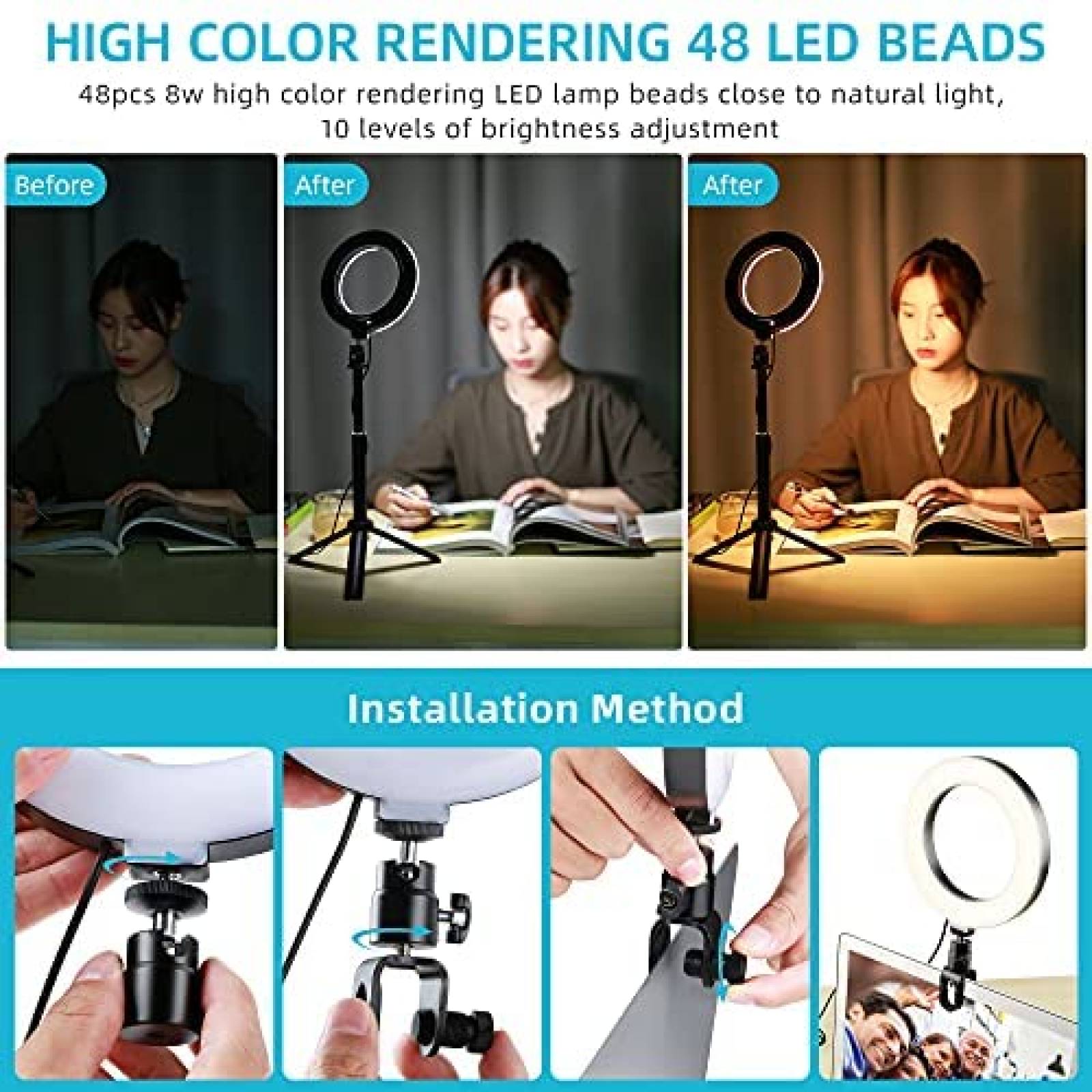 Kit de iluminacion weeylite de 6" con clip tripode ajustable